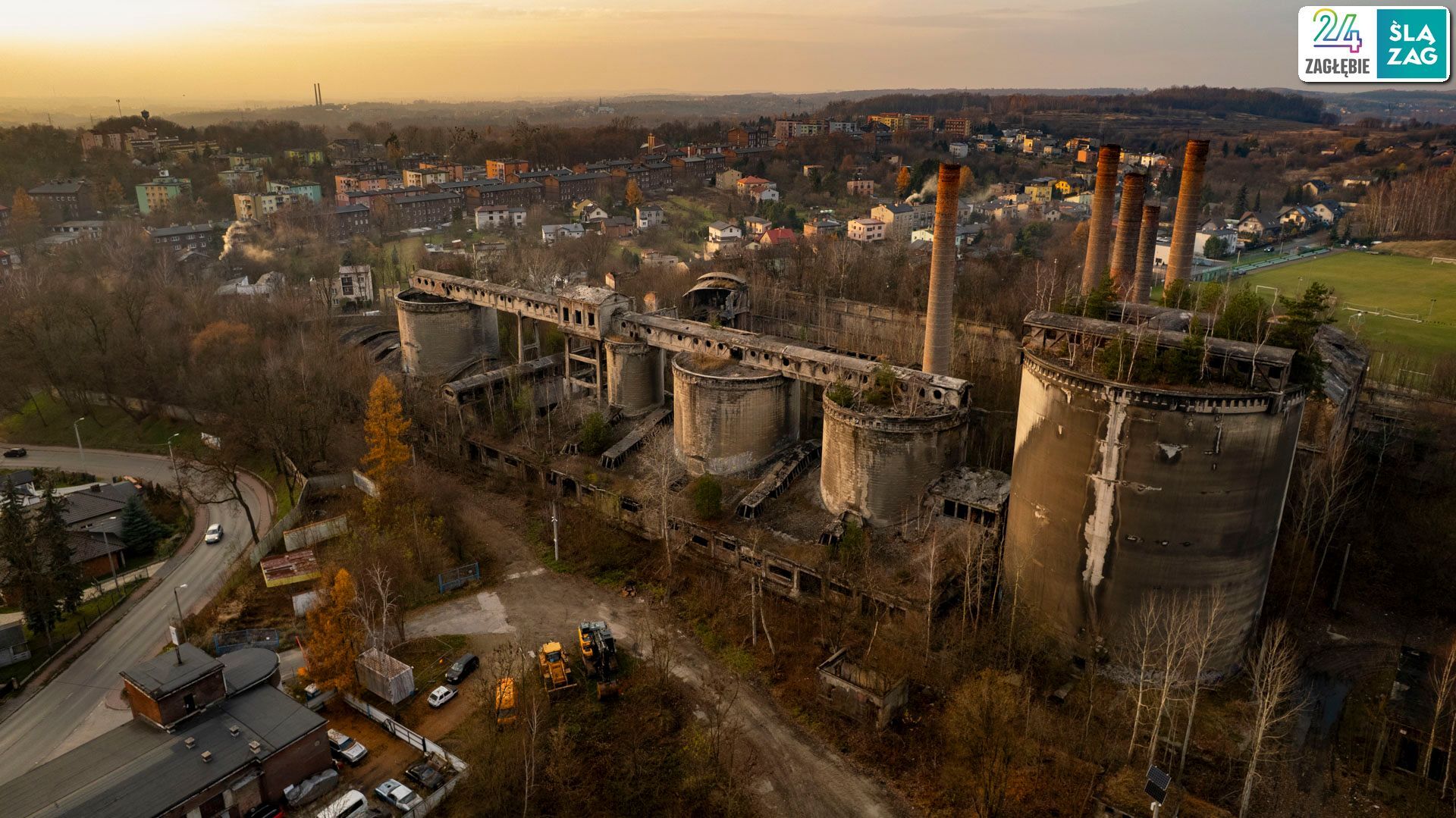 Będzin-Grodziec. Cementownia widziana z lotu ptaka. 20 listopada 2025.