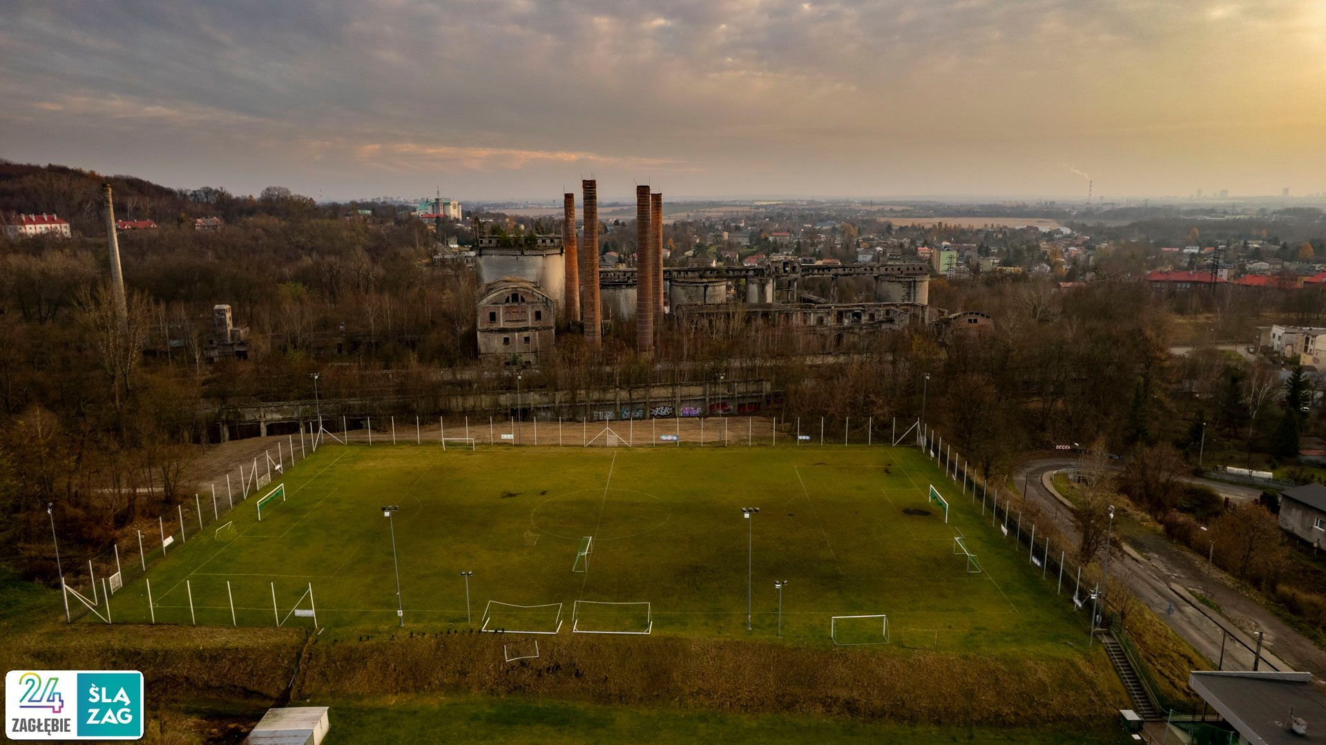 Będzin-Grodziec. Cementownia widziana z lotu ptaka. 20 listopada 2025.