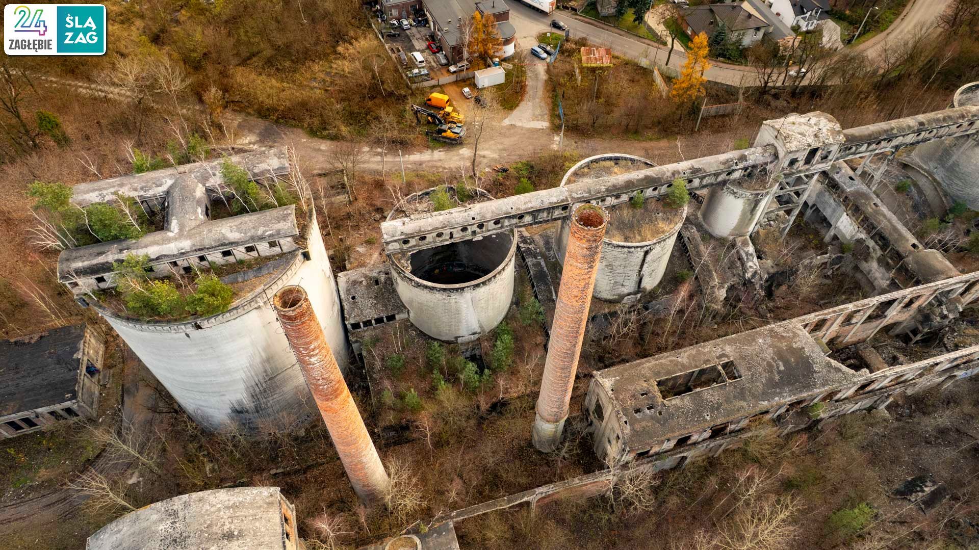 Będzin-Grodziec. Cementownia widziana z lotu ptaka. 20 listopada 2025.