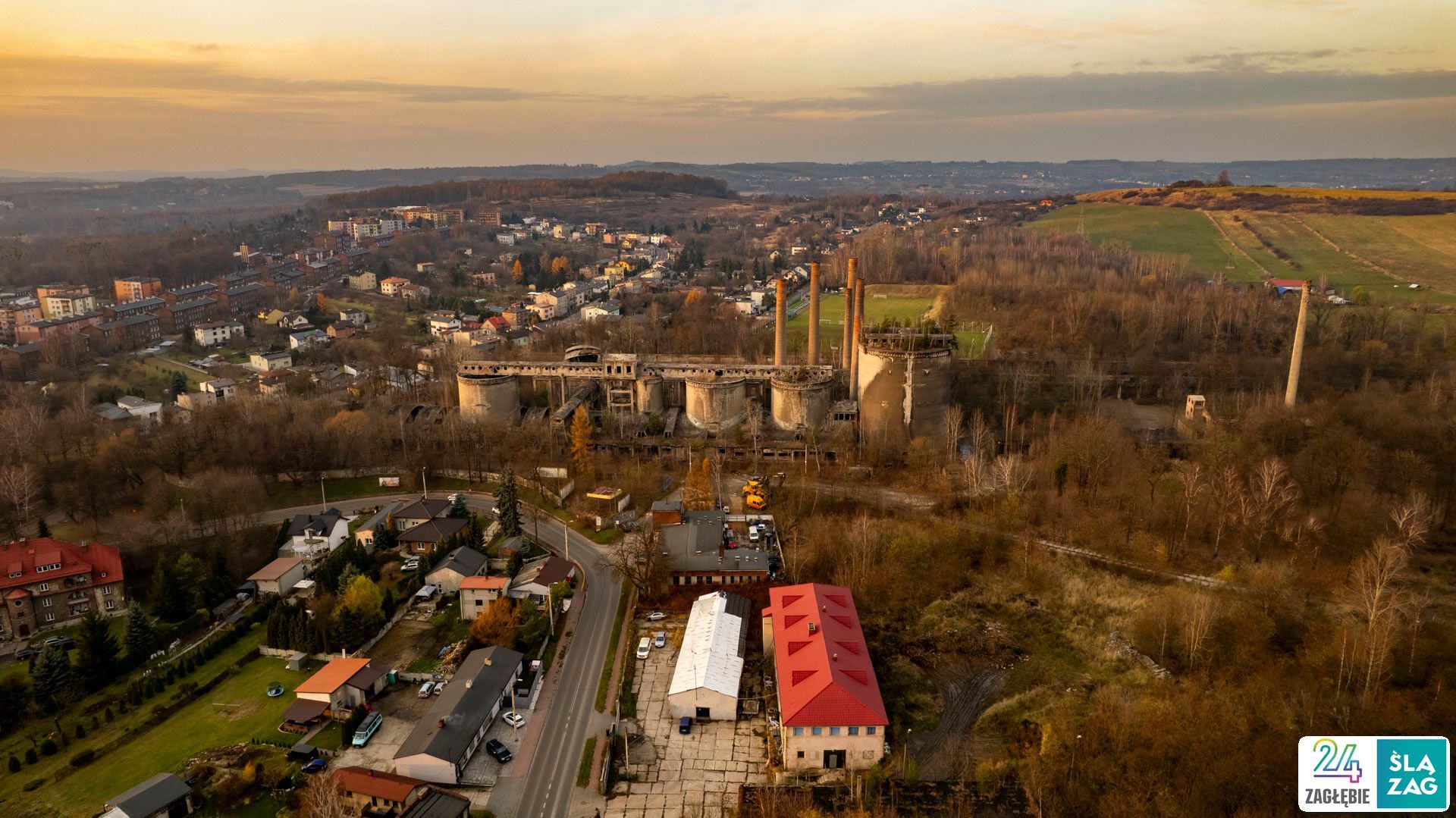 Będzin-Grodziec. Cementownia widziana z lotu ptaka. 20 listopada 2025.