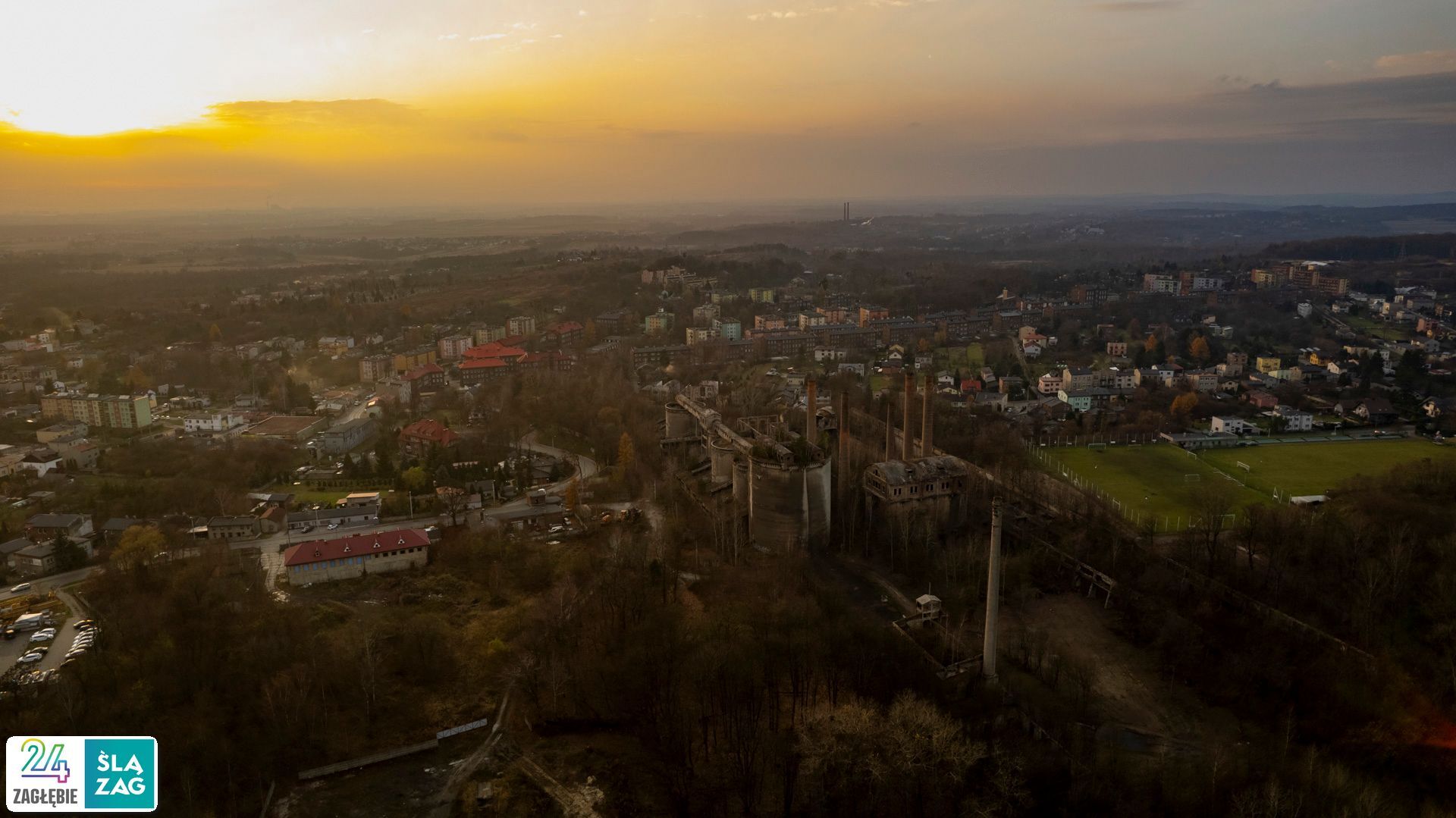 Będzin-Grodziec. Cementownia widziana z lotu ptaka. 20 listopada 2025.