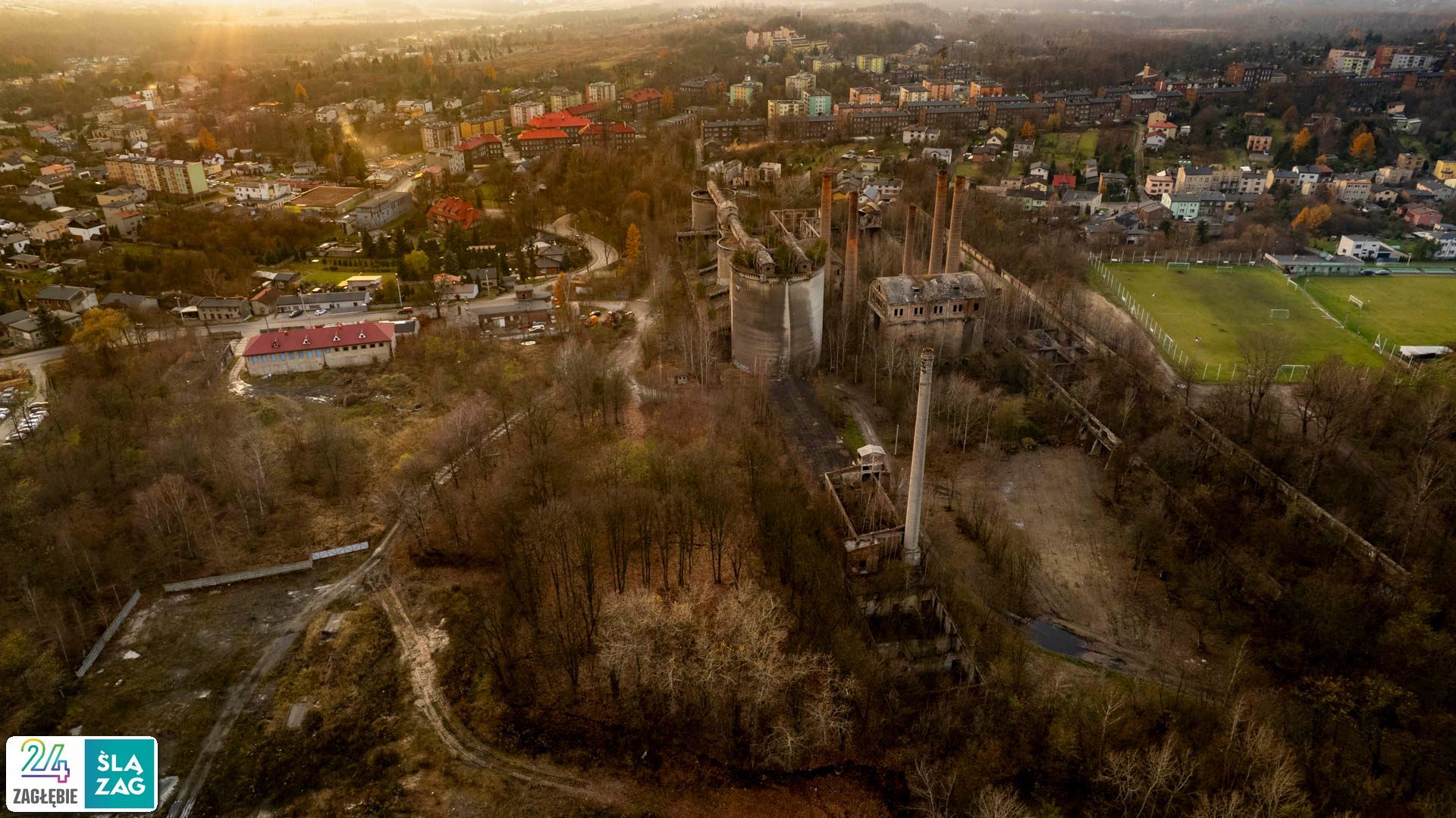 Będzin-Grodziec. Cementownia widziana z lotu ptaka. 20 listopada 2025.