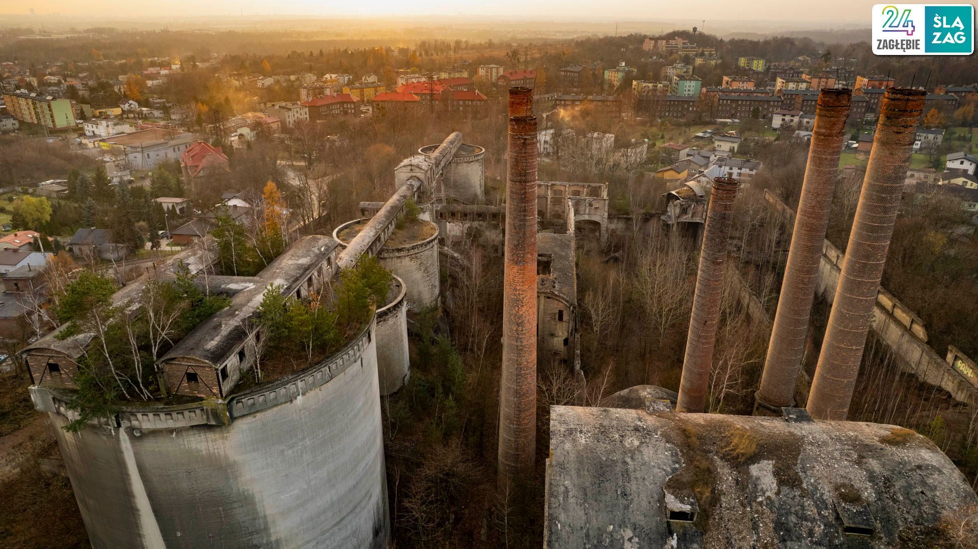 Będzin-Grodziec. Cementownia widziana z lotu ptaka. 20 listopada 2025.