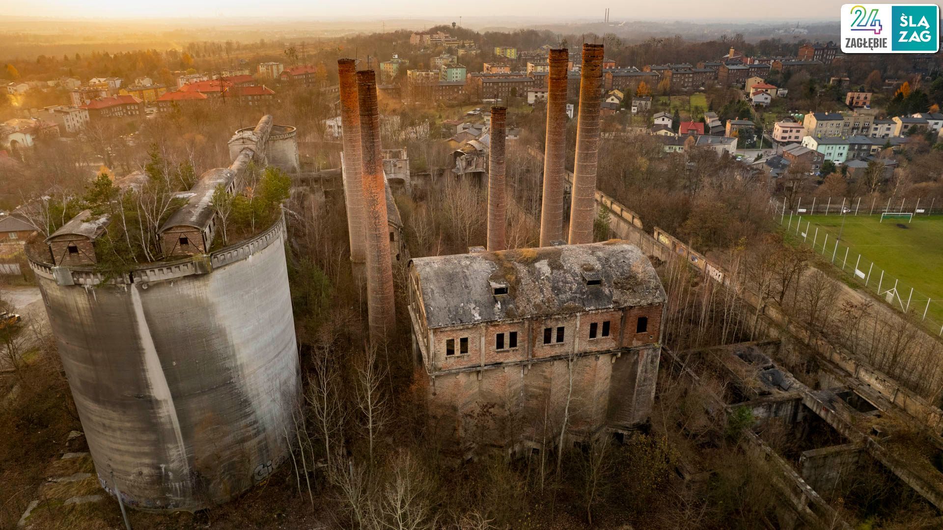 Będzin-Grodziec. Cementownia widziana z lotu ptaka. 20 listopada 2025.