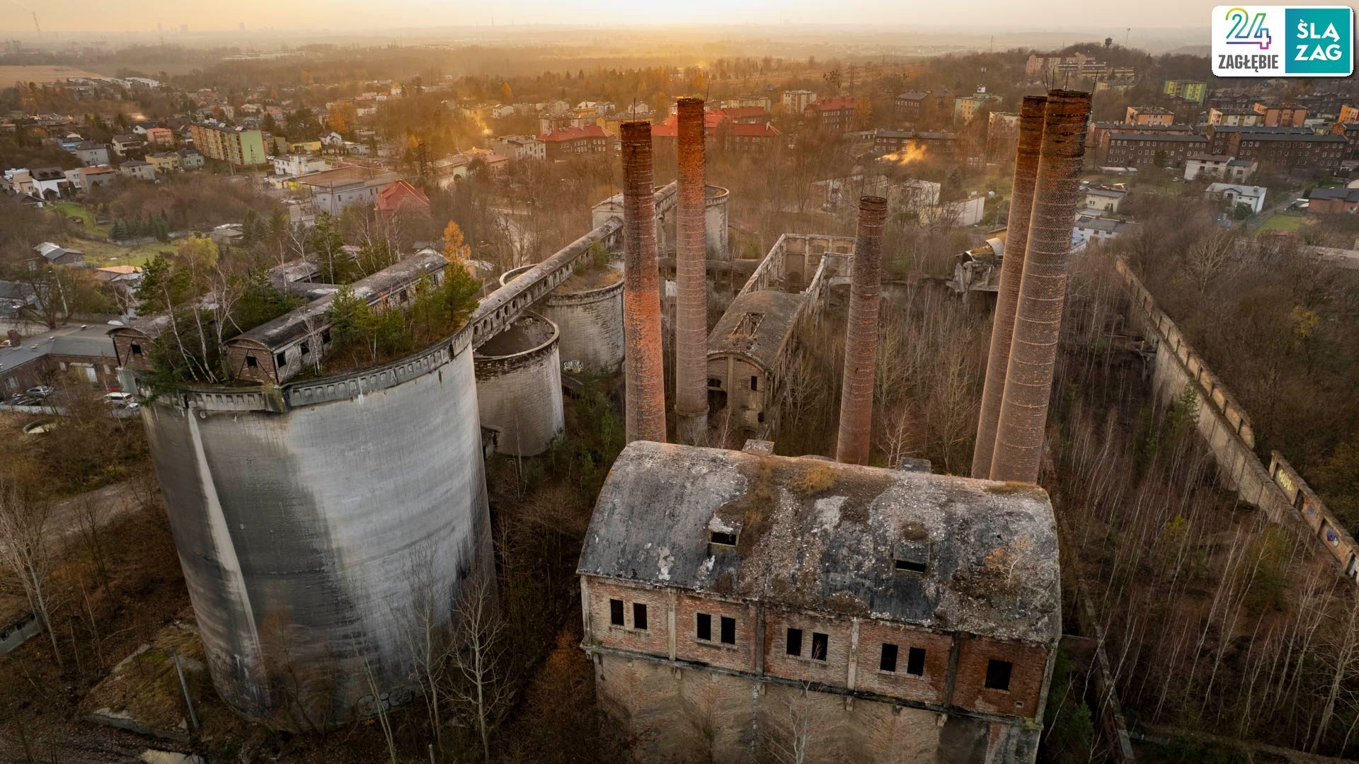 Będzin-Grodziec. Cementownia widziana z lotu ptaka. 20 listopada 2025.