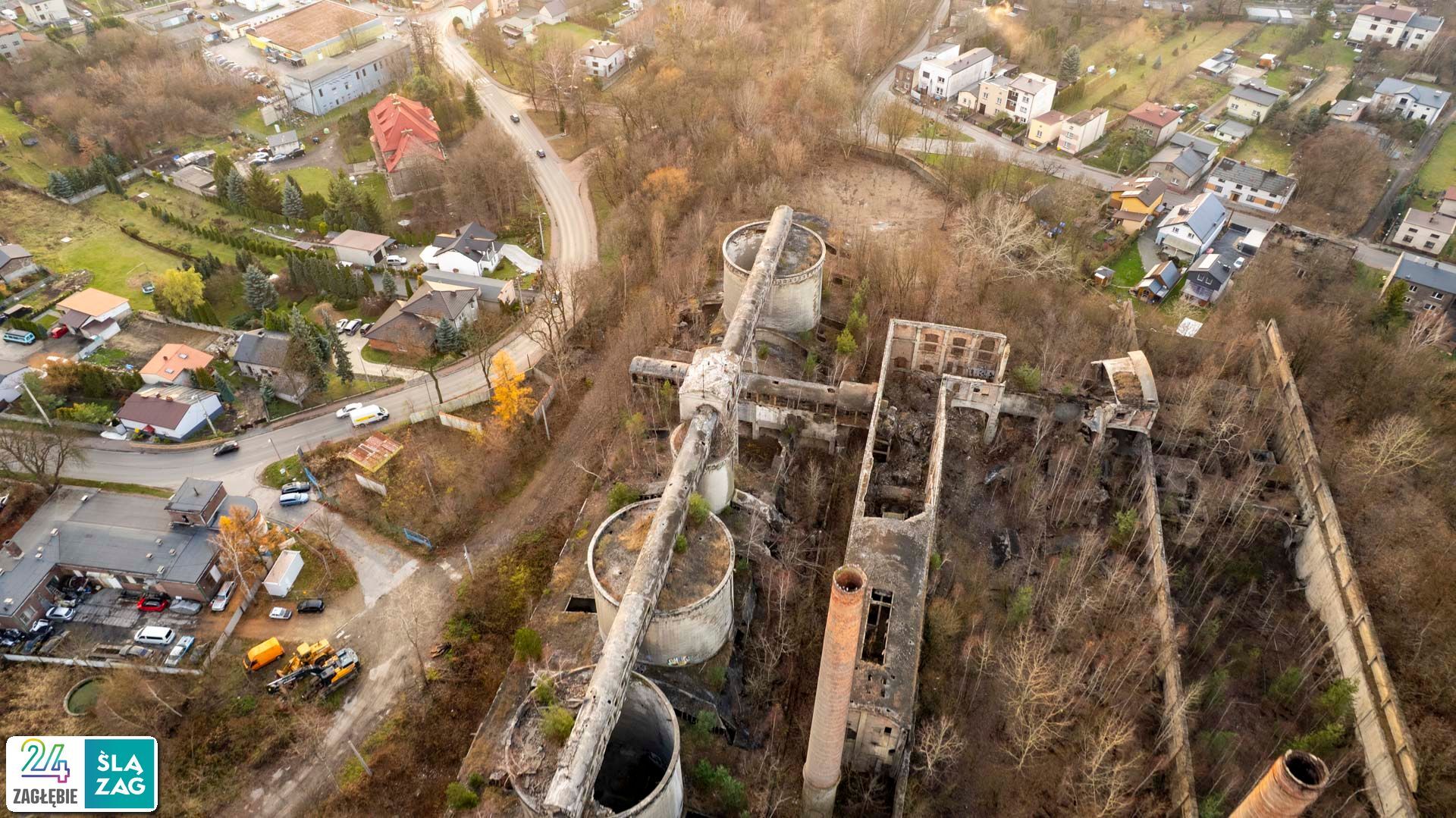 Będzin-Grodziec. Cementownia widziana z lotu ptaka. 20 listopada 2025.