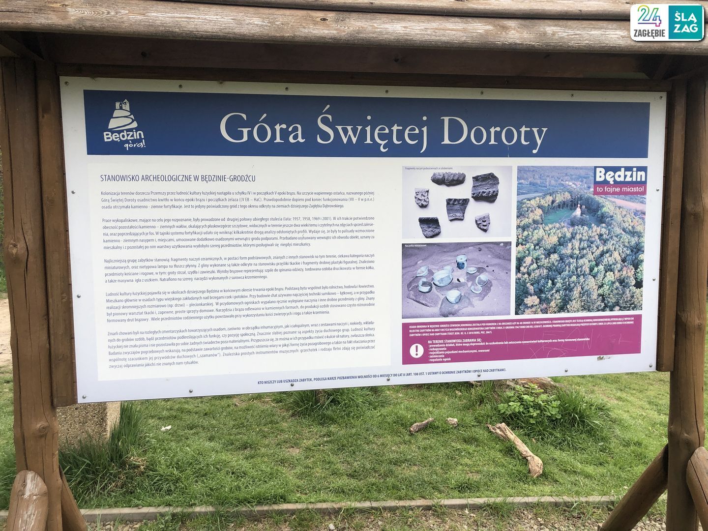 Będzin-Grodziec. Góra Św. Doroty. Tablica informacyjna. 30 marca 2025.