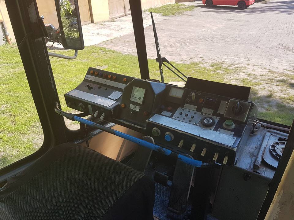 Będzin-Grodziec. Pomnik linii tramwajowej nr 25 na terenie Ochotniczej Straży Pożarnej. Maj 2017
