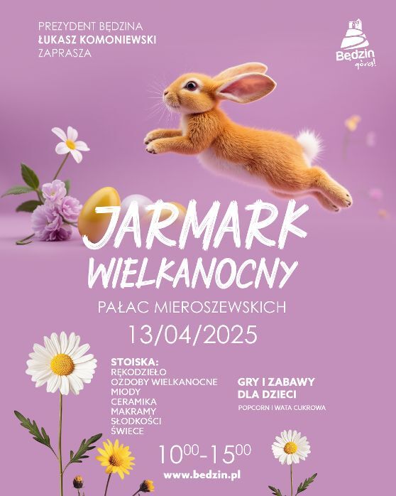 Będzin. Jarmark Wielkanocny 2025 przy Pałacu Mieroszewskich. 13 kwietnia 2025.
