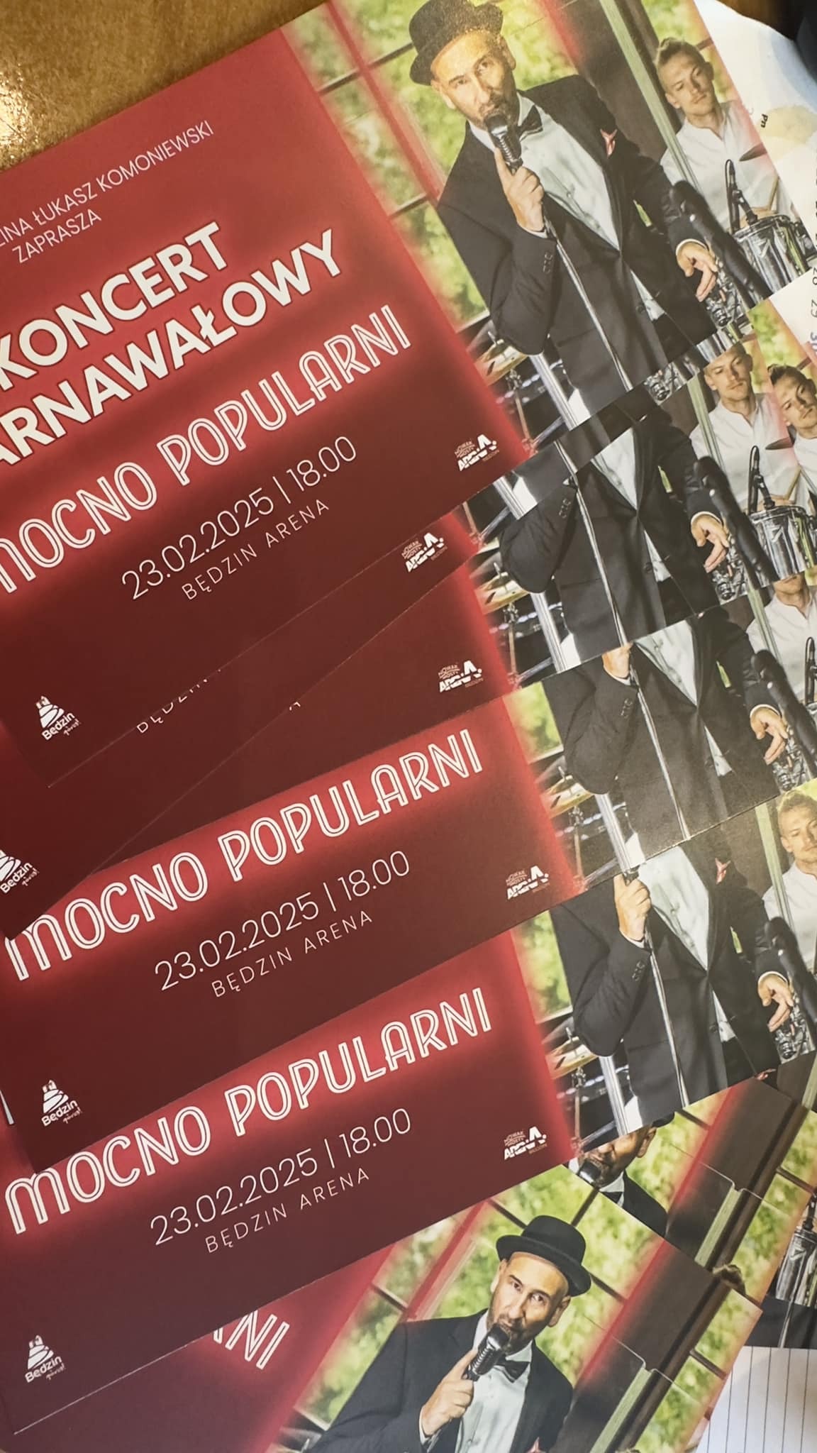 „Będzin Arena” – zaproszenie na koncert zespołu „Mocno Popularni”. 23 lutego 2025.