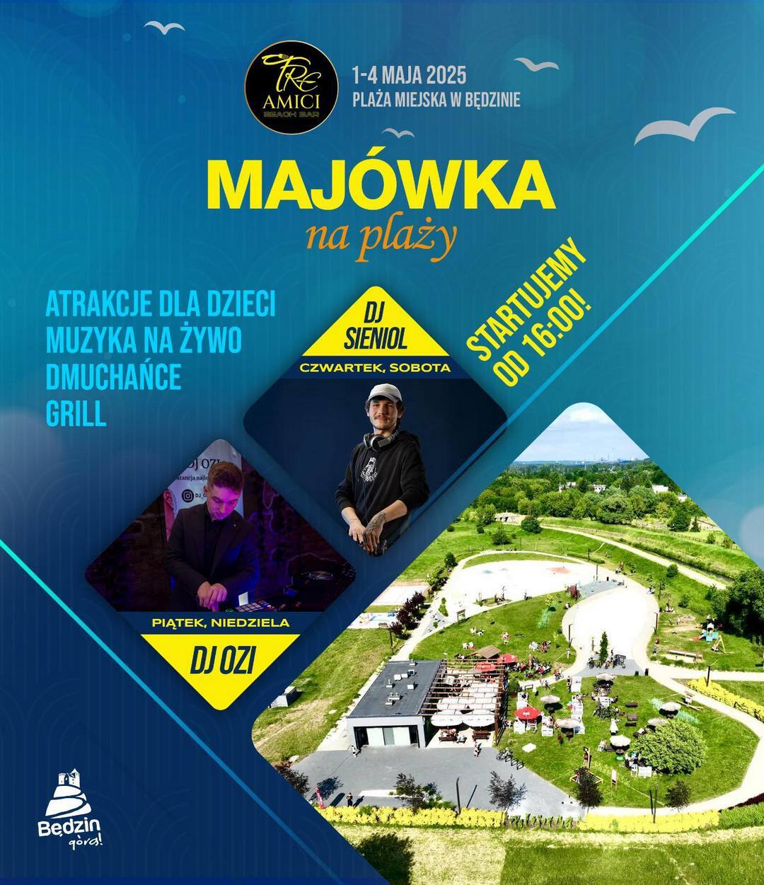 Będzin. „Majówka na plaży” 2025. Plakat.