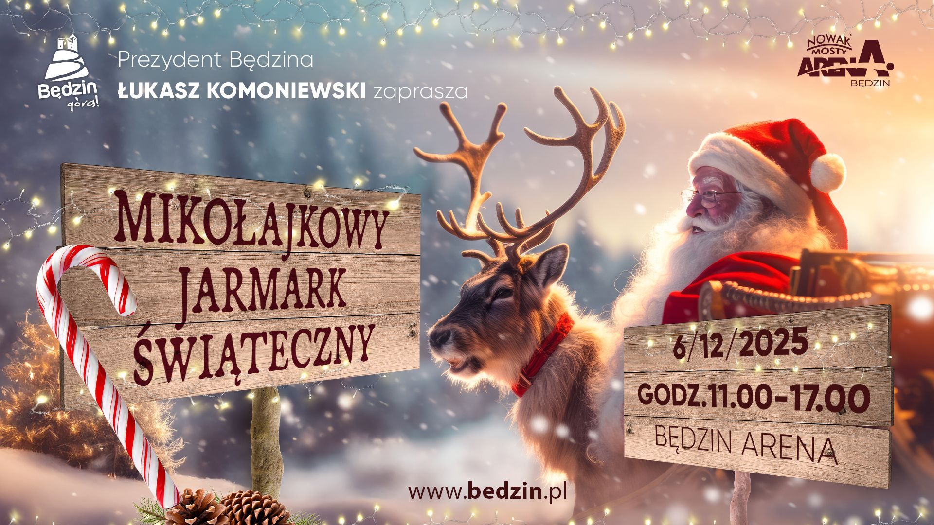 Mikołajkowy Jarmark Świąteczny w «Będzin Arenie». Plakat. 6 grudnia 2025.