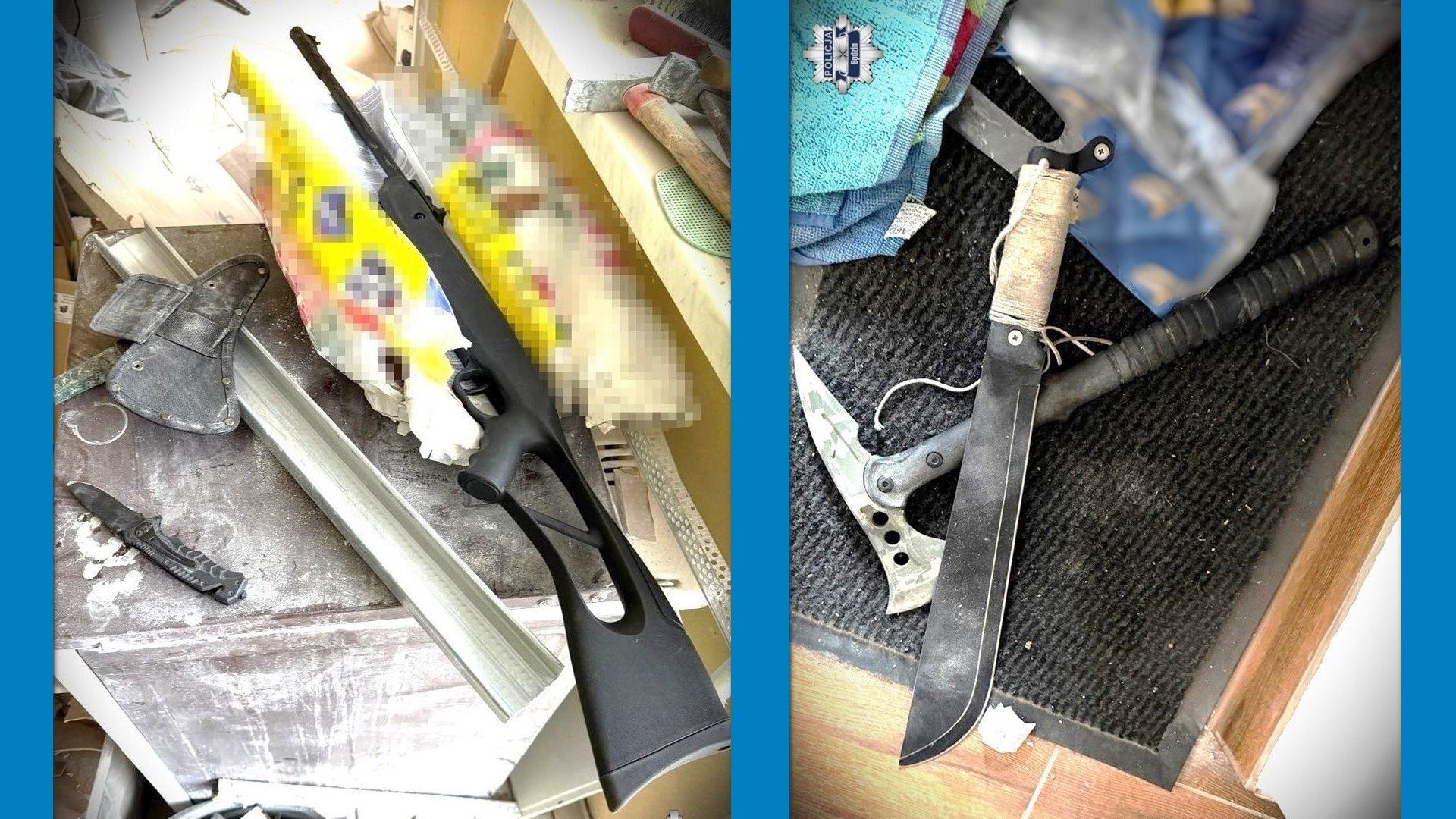 Będzin. Osiedle Syberka. Strzelał do gołębi z wiatrówki, policjantów przywitał maczetą. 29 listopada 2025.