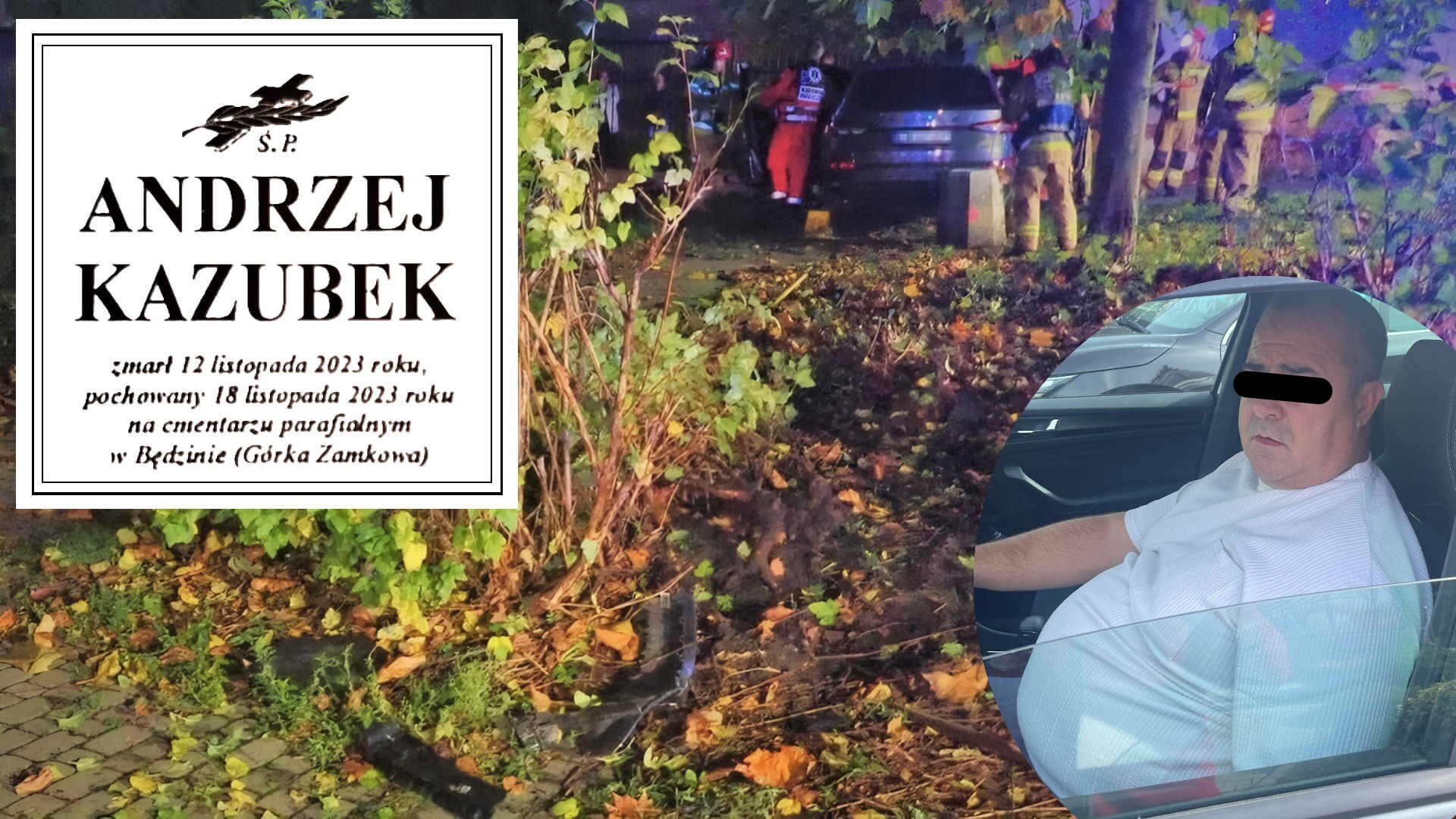 Będzin. Wypadek ze skutkiem śmiertelnym z 12 listopada 2023 roku – zginął Andrzeja Kazubek. Podejrzany Grzegorz B. za kierownicą samochodu mimo cofniętych uprawnień. 26 września 2024.