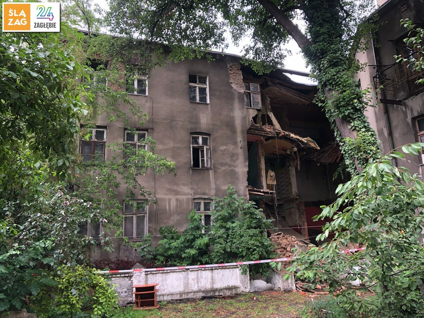 Będzin. Zawalona kamienica przy ulicy Stanisława Małachowskiego 54. 6 lipca 2026