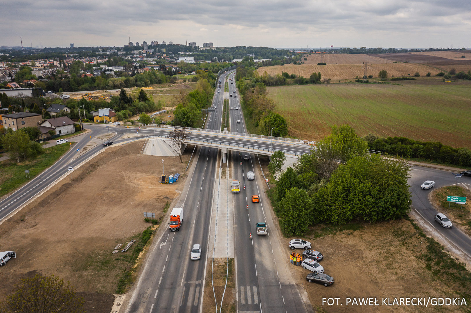 Będzin. Wiadukt nad drogą krajową numer 86, w ciągu ulicy Wolności. 7 maja 2026