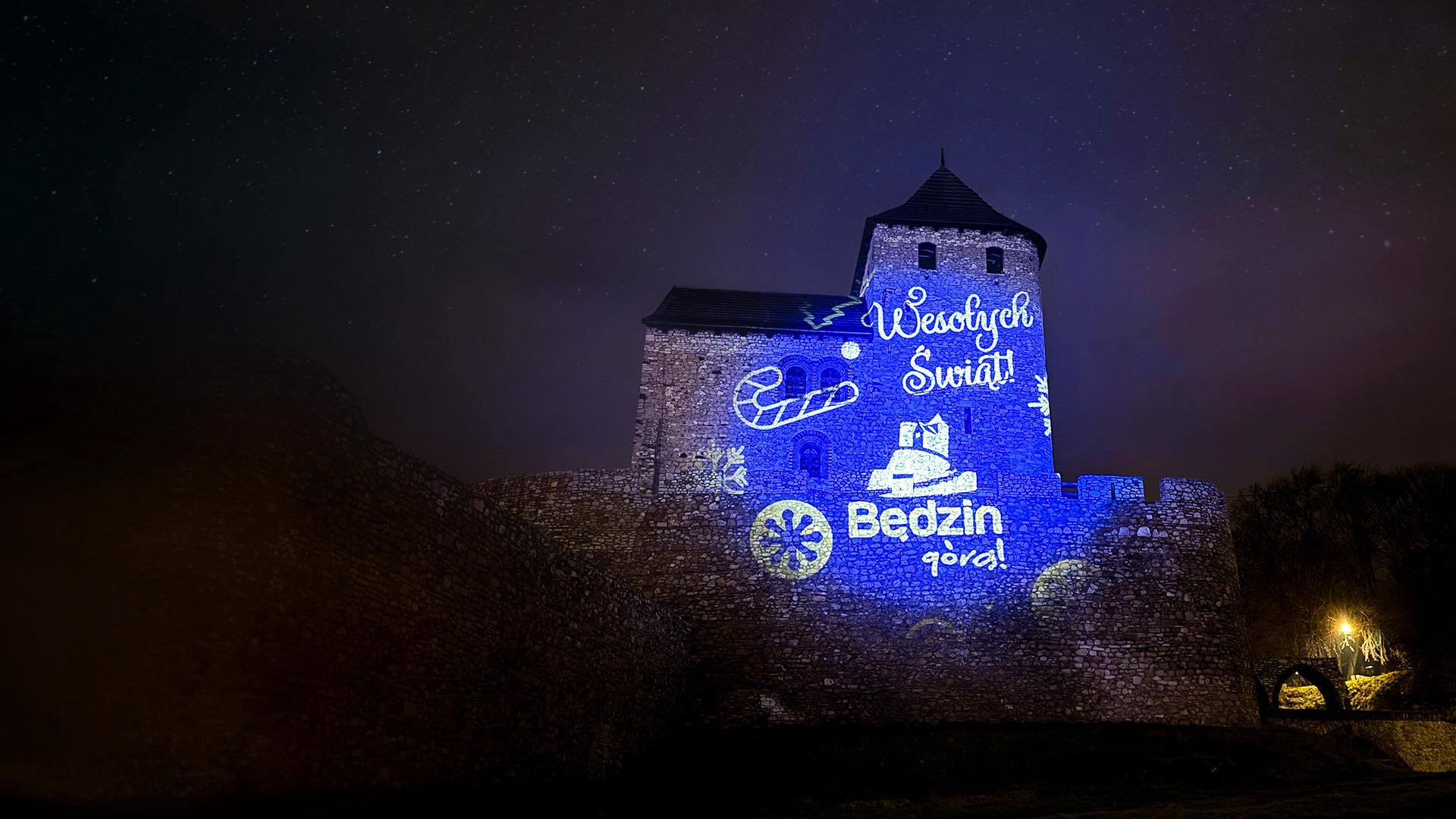 Zamek w Będzinie. Bożonarodzeniowa dekoracja świetlna. Grudzień 2025.