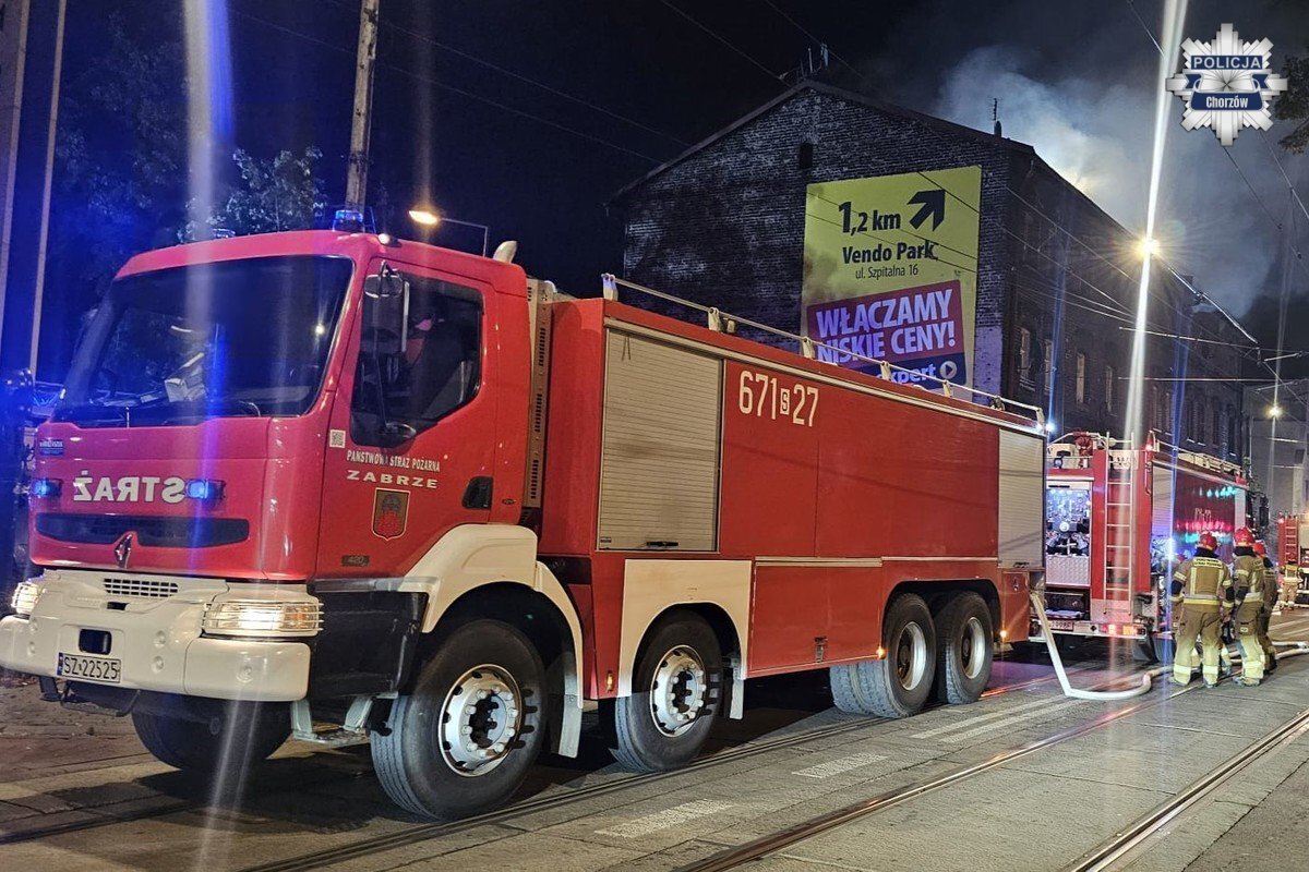 Chorzów. Ul. Hajducka 61. Pożar. 6 września 2025.