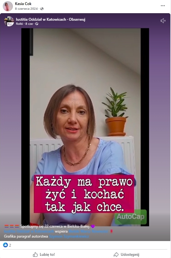 Nowy Prezes Sądu Rejonowego w Czeladzi Katarzyna Cok. Udostępniony materiał Stowarzyszenia Sędziów Polskich «Iustitia».
