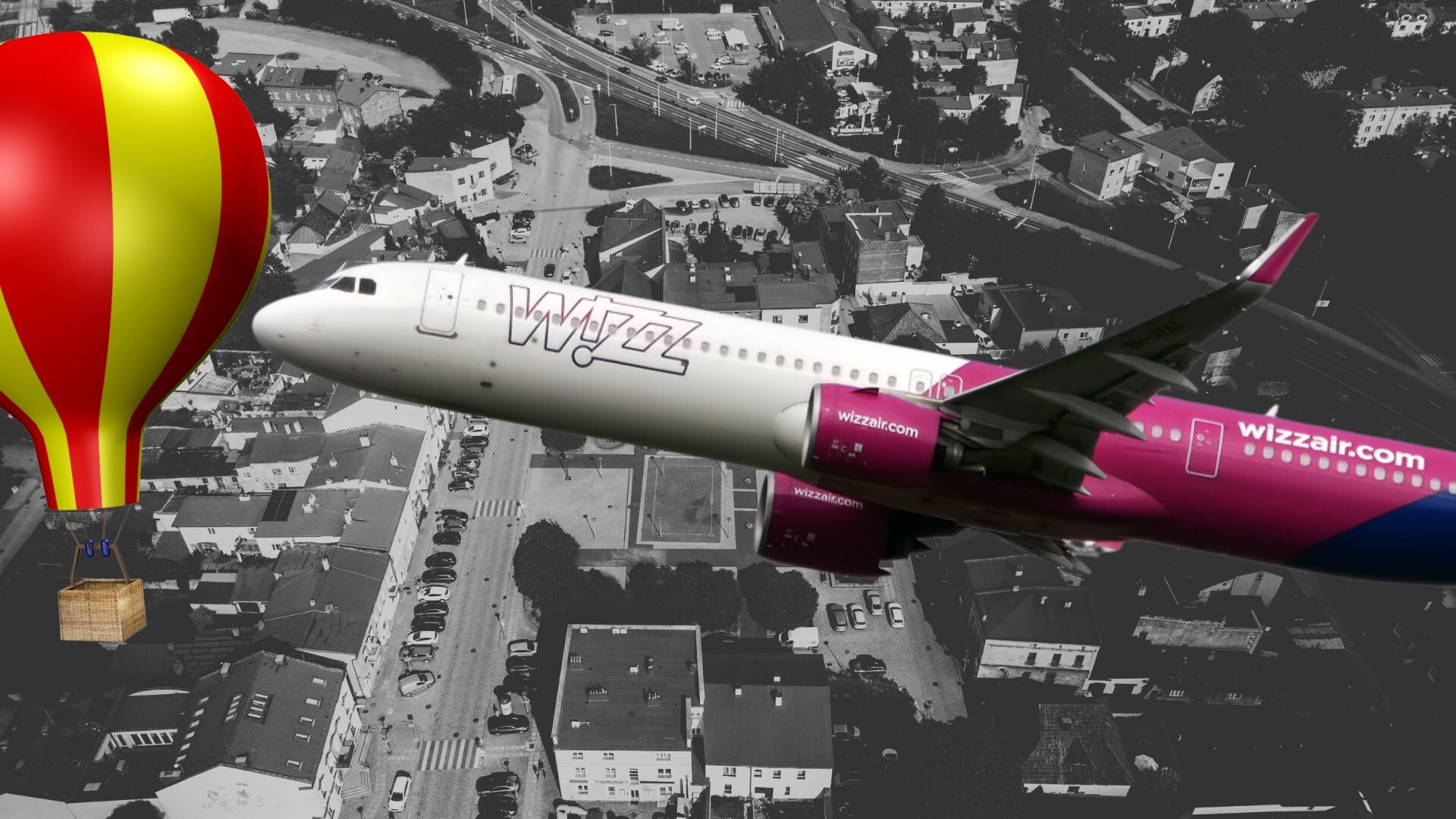 Czeladź. Kolizja w powietrzu. Samolot »WizzAir« i niezidentyfikowany obiekt latający, może balon (ilustracja poglądowa). 10 stycznia 2026