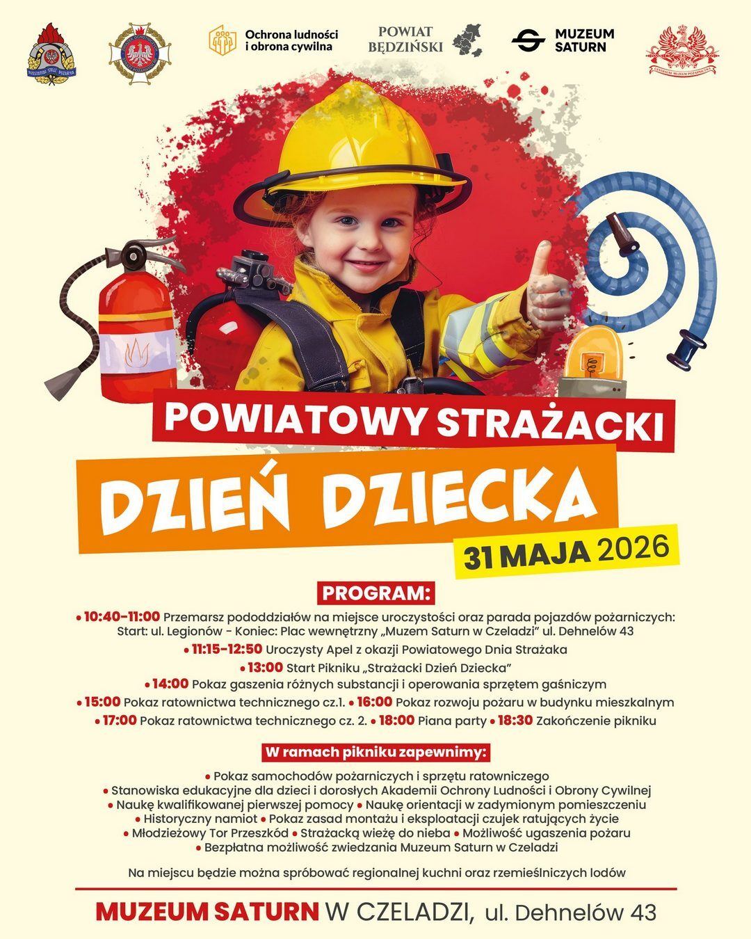 Czeladź. Powiatowy Strażacki Dzień Dziecka. Plakat. 31 maja 2026