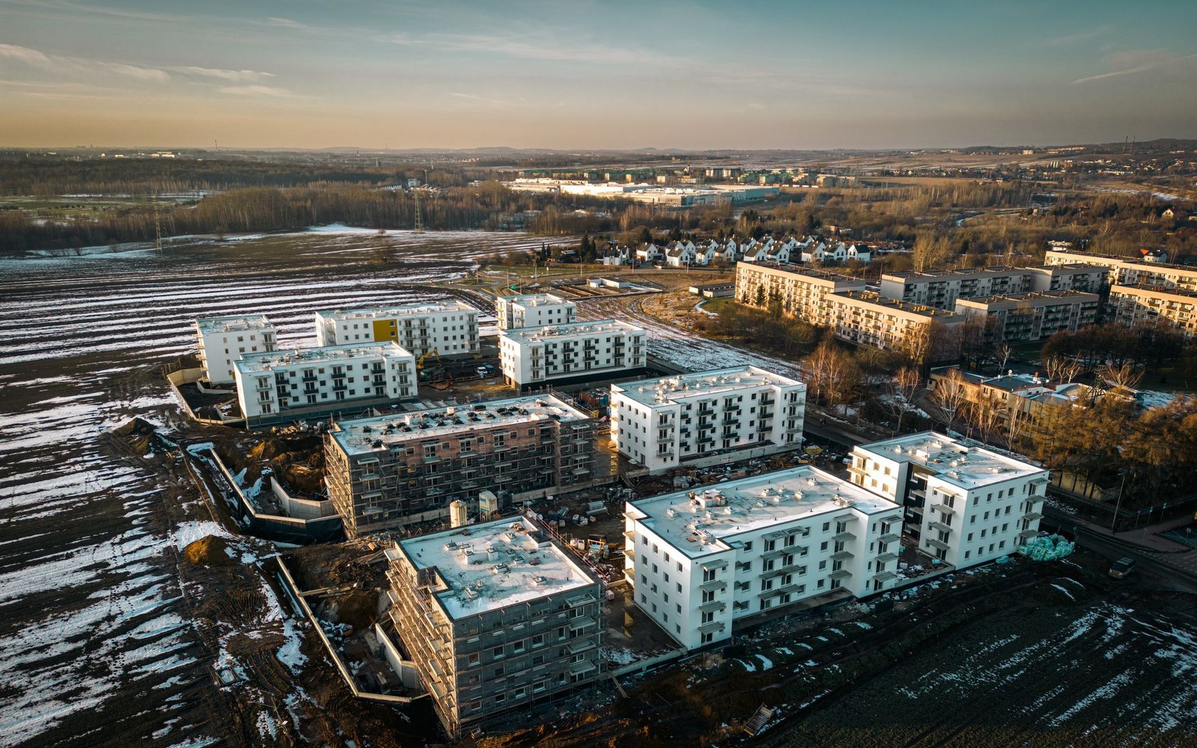 Czeladź. Ulica generała Józefa Hallera. Budowa osiedla TBS. Luty 2025.