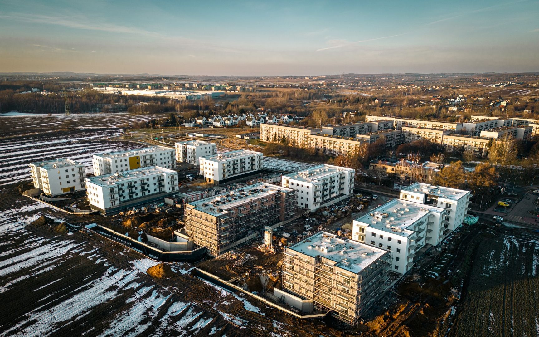 Czeladź. Ulica generała Józefa Hallera. Budowa osiedla TBS. Luty 2025.