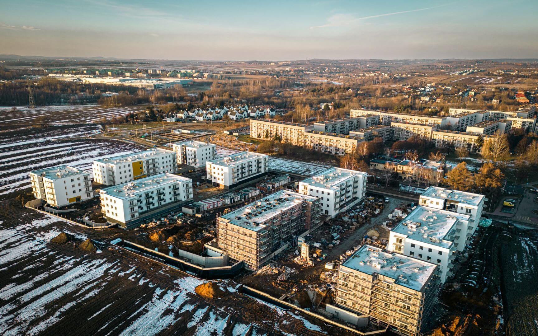 Czeladź. Ulica generała Józefa Hallera. Budowa osiedla TBS. Luty 2025.