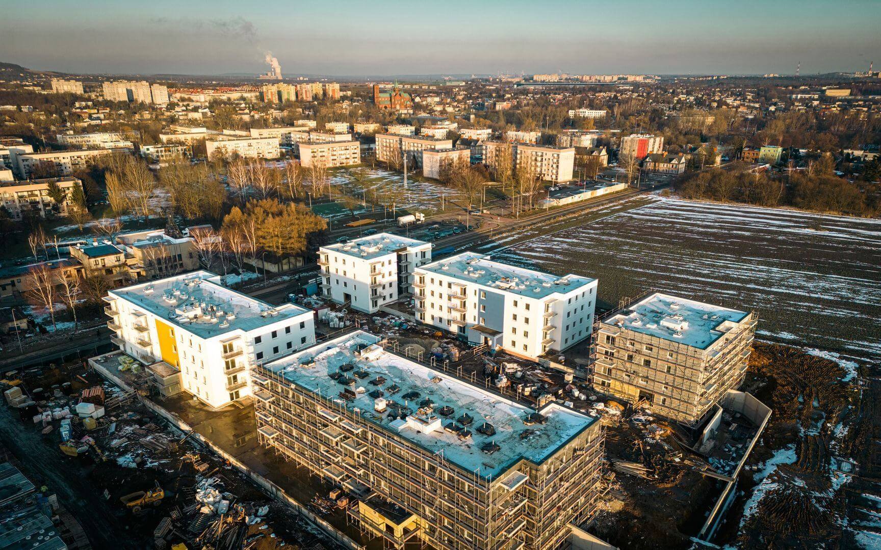 Czeladź. Ulica generała Józefa Hallera. Budowa osiedla TBS. Luty 2025.