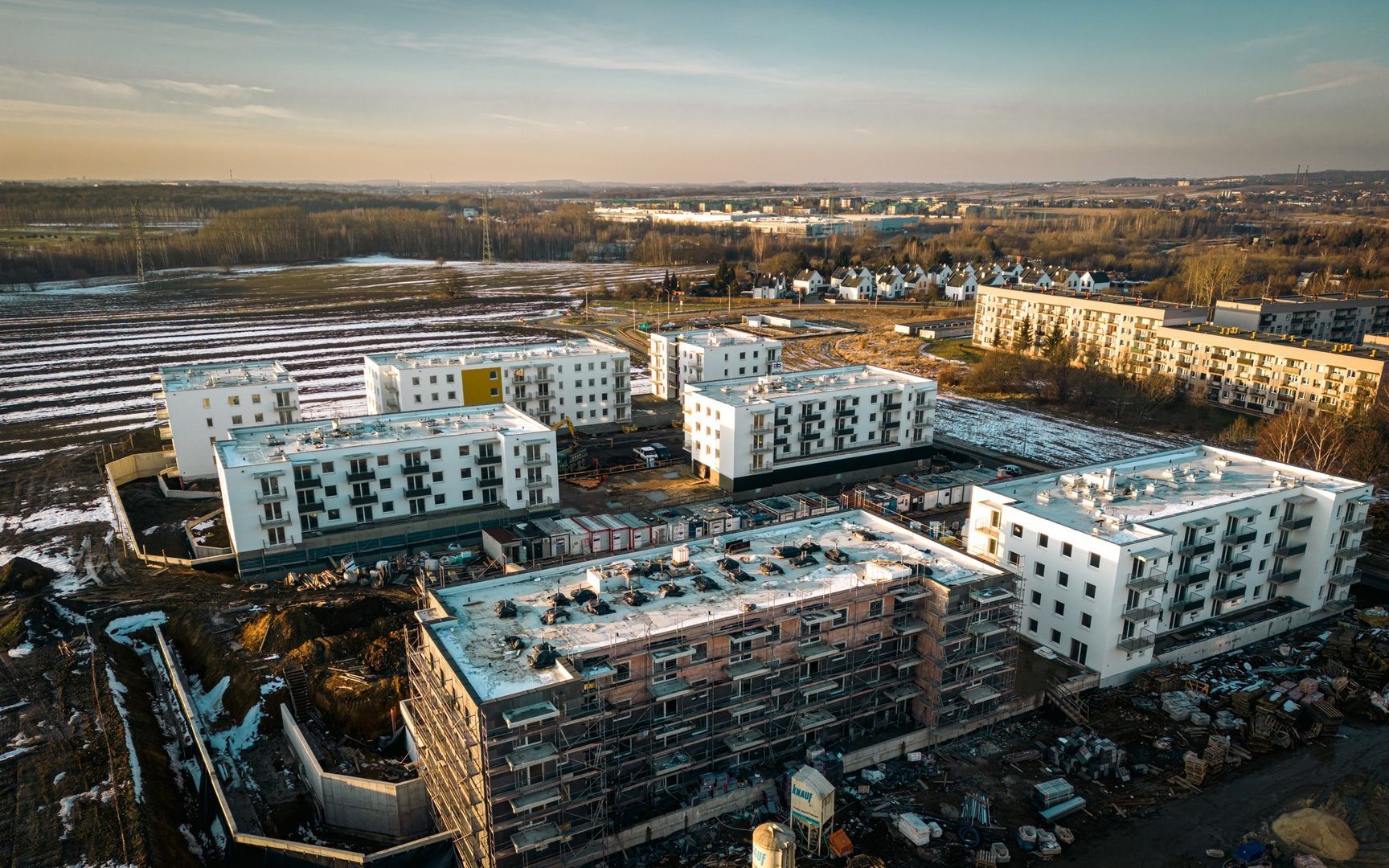 Czeladź. Ulica generała Józefa Hallera. Budowa osiedla TBS. Luty 2025.