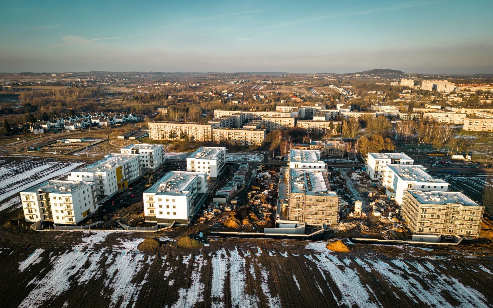 Czeladź. Ulica generała Józefa Hallera. Budowa osiedla TBS. Luty 2025.