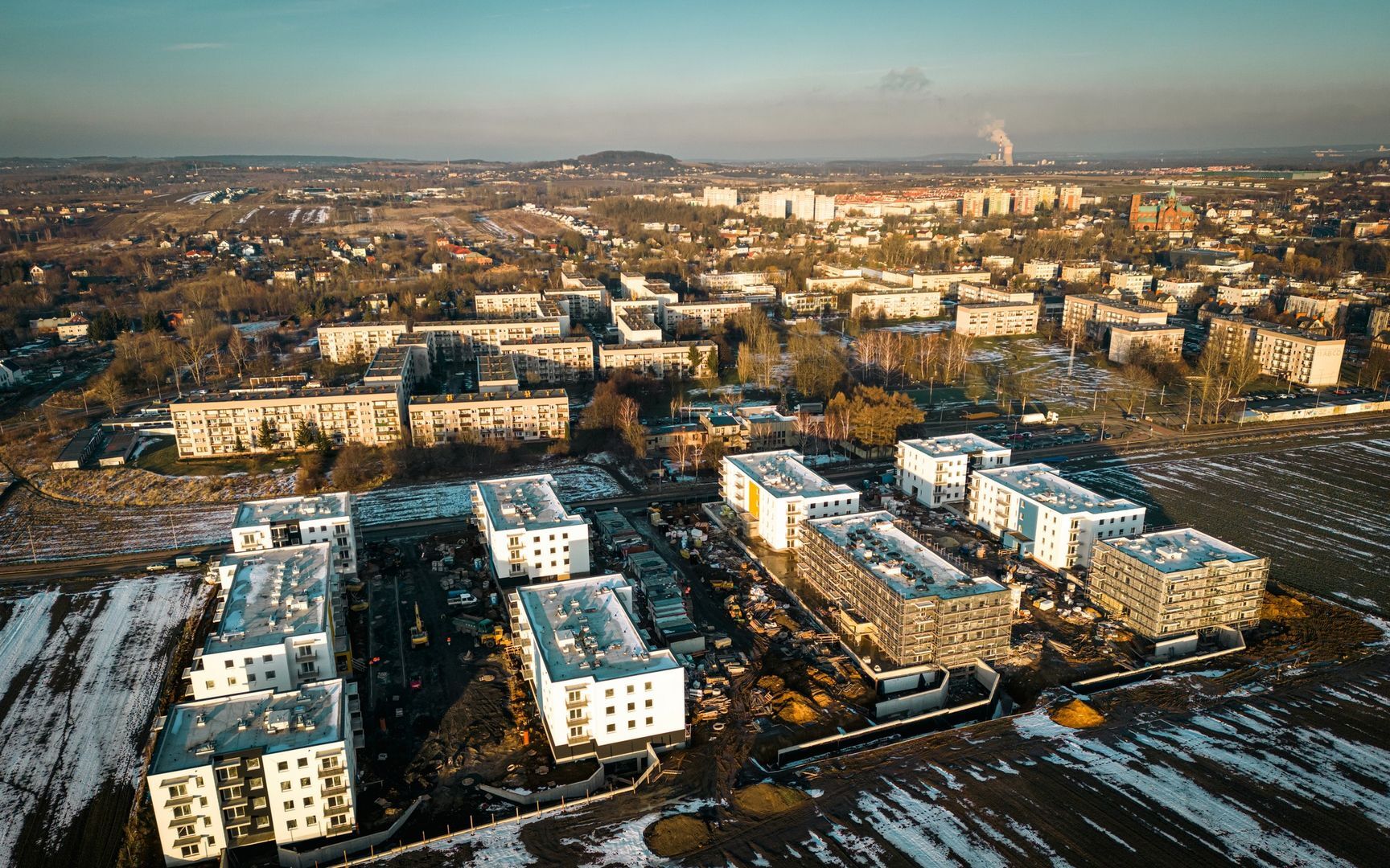 Czeladź. Ulica generała Józefa Hallera. Budowa osiedla TBS. Luty 2025.