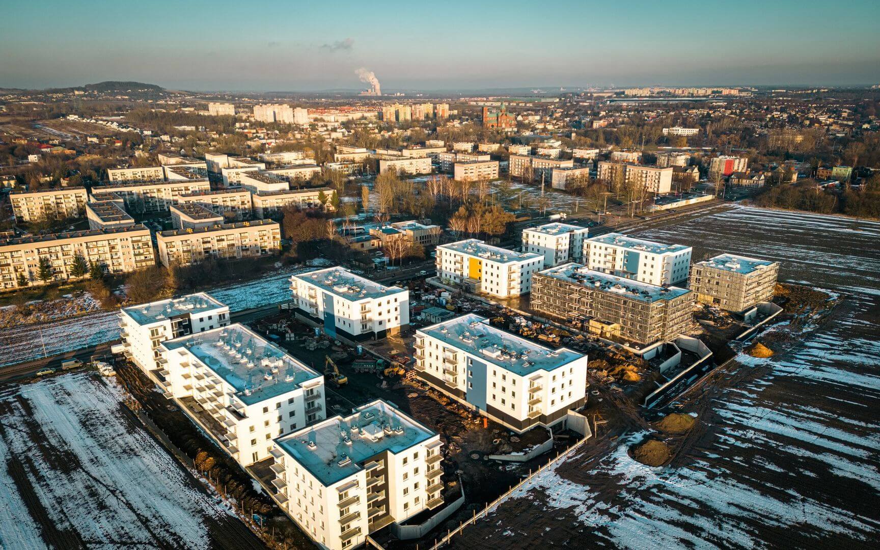 Czeladź. Ulica generała Józefa Hallera. Budowa osiedla TBS. Luty 2025.