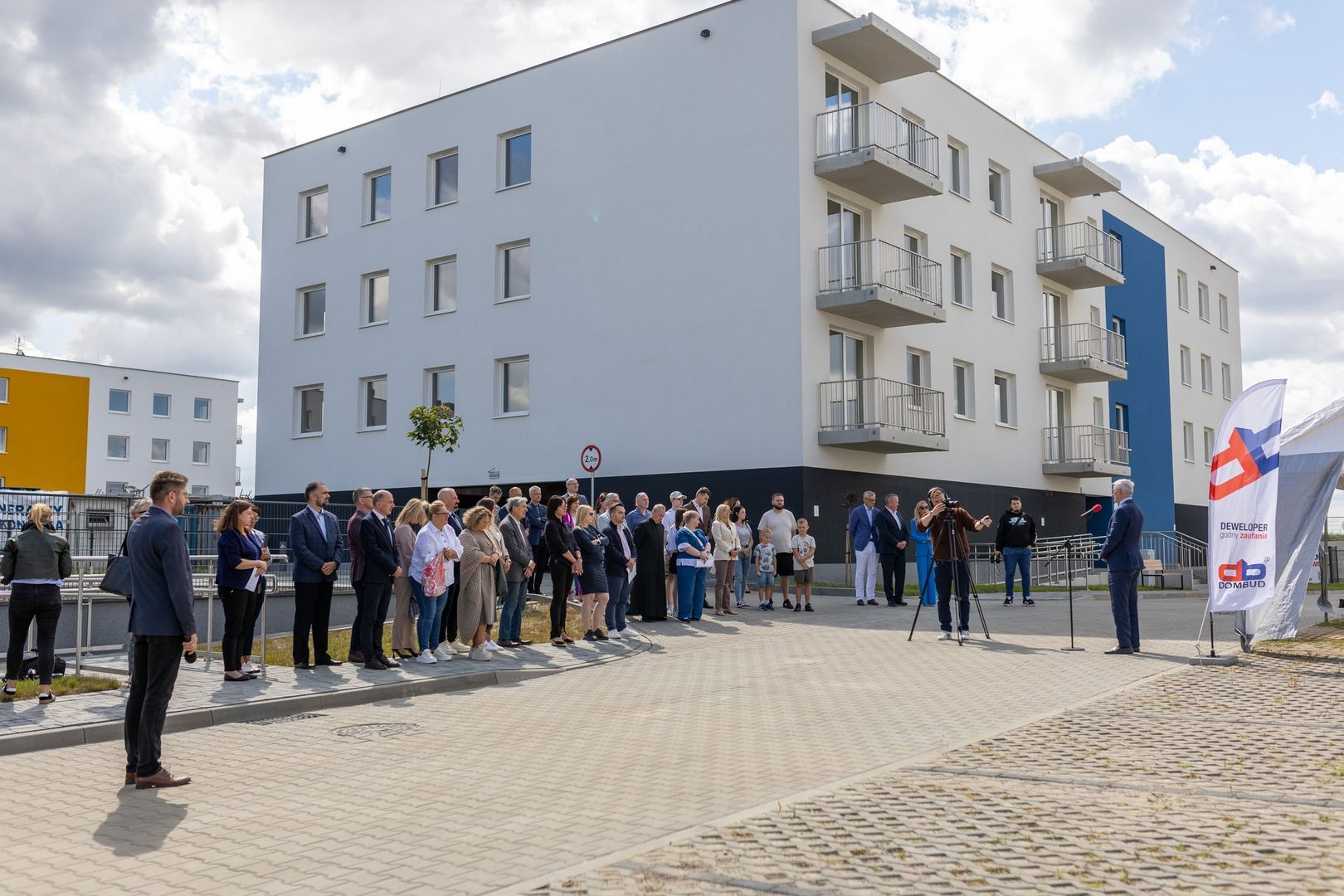 Czeladź. Ulica generała Józefa Hallera. Uroczystość przekazania pierwszej części osiedla mieszkaniowego TBS. 25 sierpnia 2025.