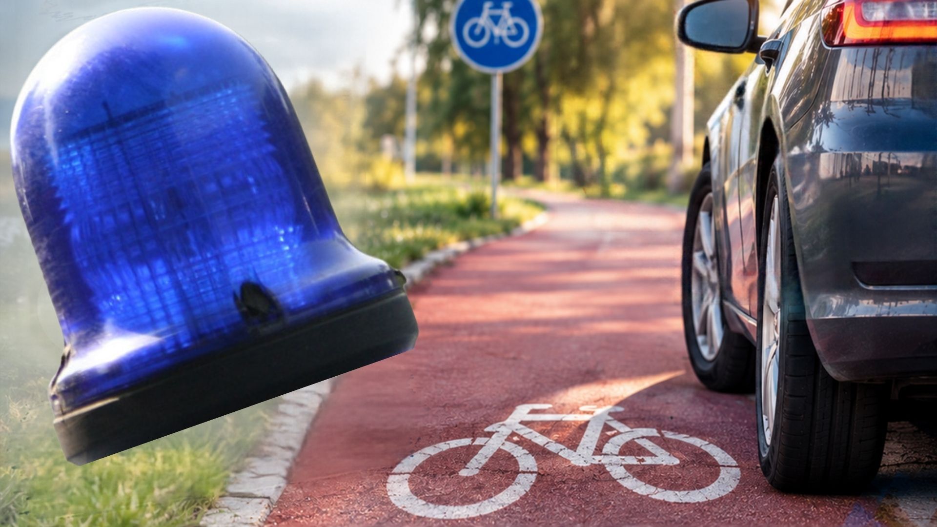 Droga dla rowerów nie dla samochodów. Ilustracja