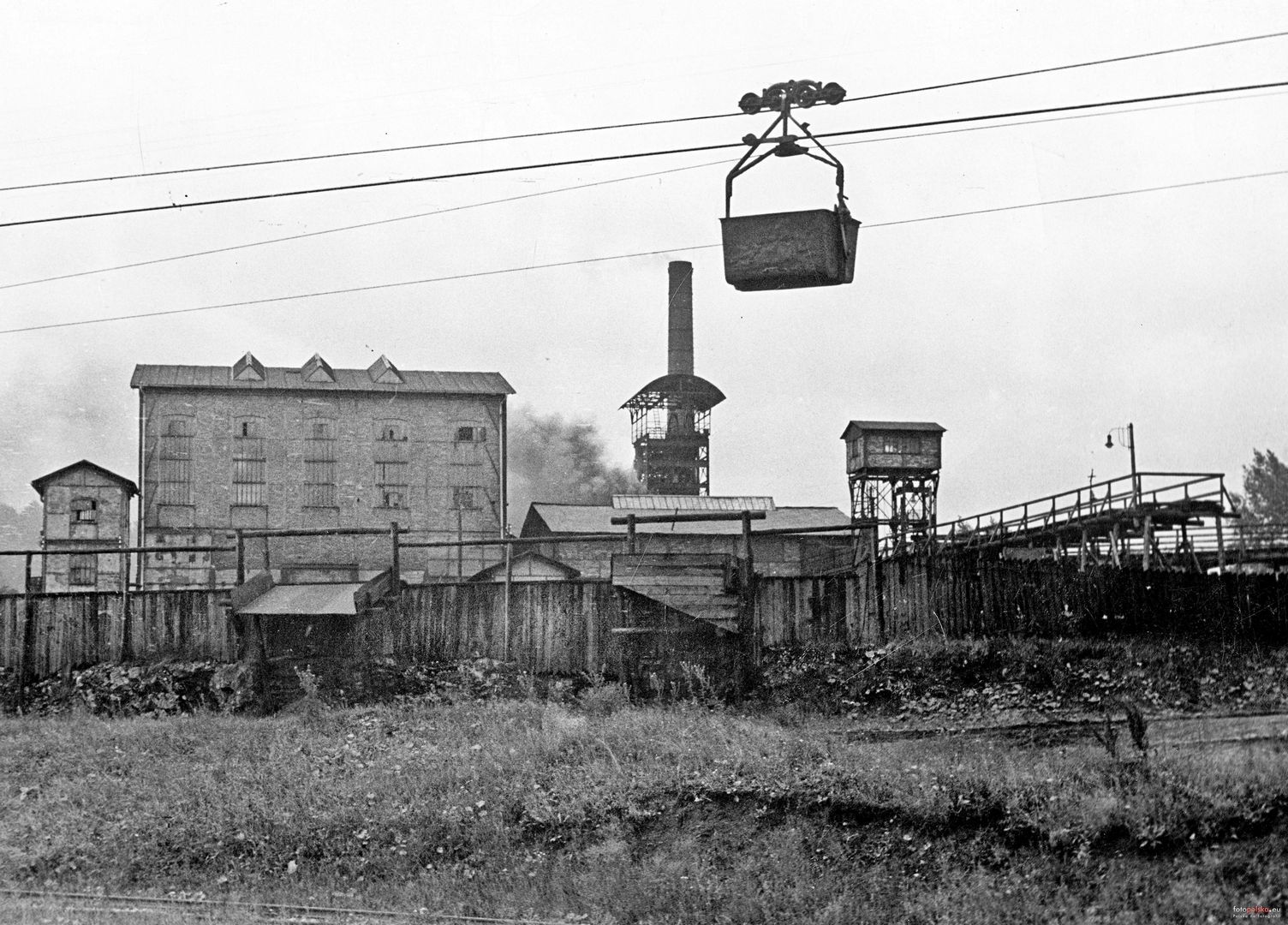 Dąbrowa. Kopalnia Węgla Kamiennego «Reden». Piaskowa kolej linowa. Lipiec 1937
