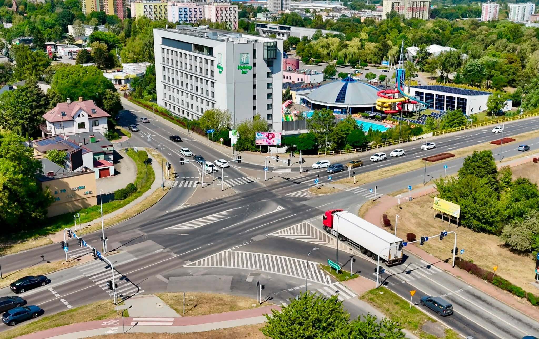 Dąbrowa Górnicza. Skrzyżowanie alei Róż, ulicy Legionów Polskich i węzła DK94