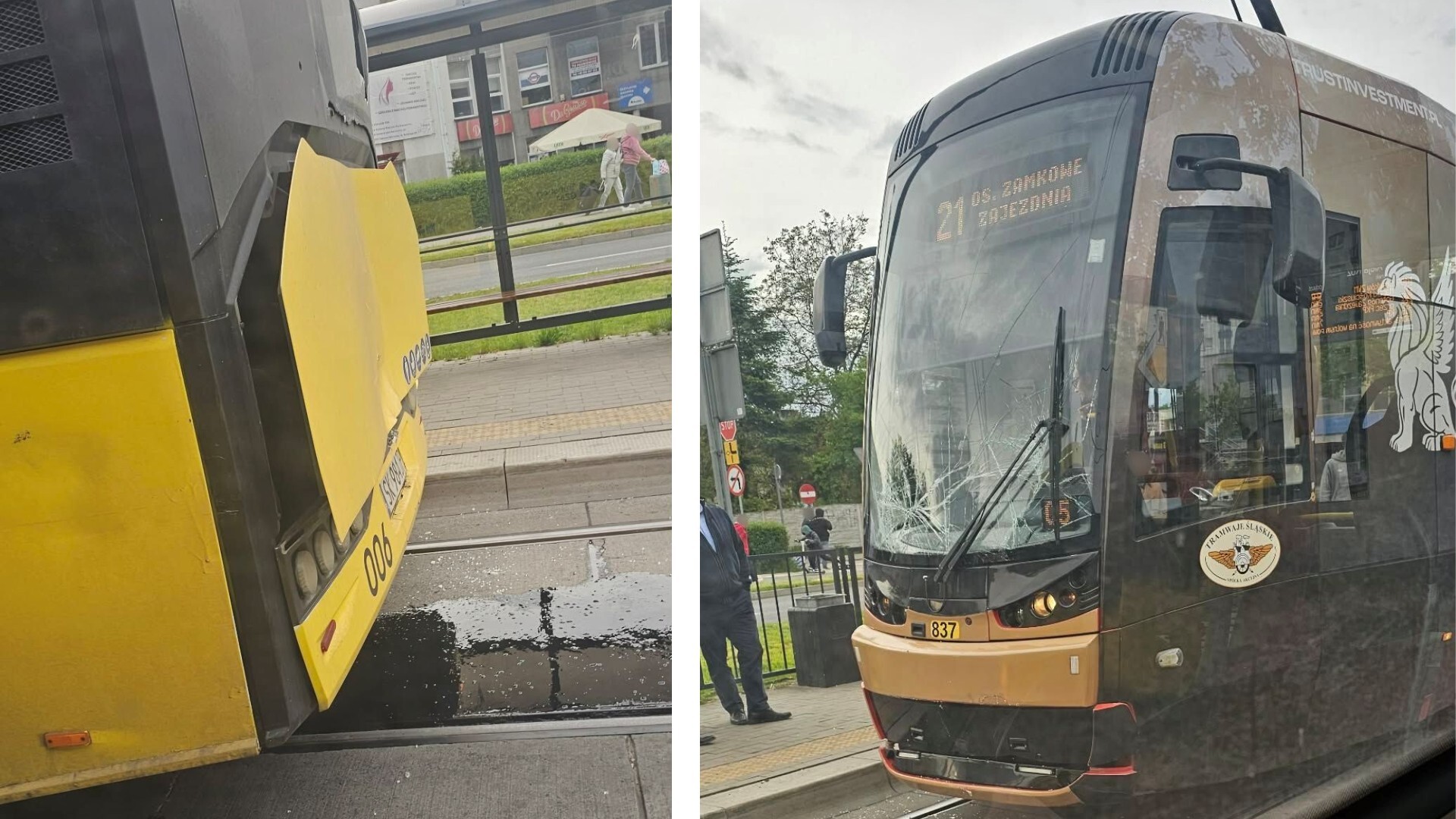 Bliskie spotkania trzeciego stopnia na przystanku łączonym. Tramwaj najechał na tył autobusu