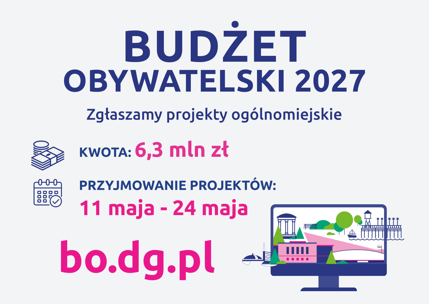 Dąbrowa Górnicza. Budżet Obywatelski 2027. Nabór projektów. Plakat