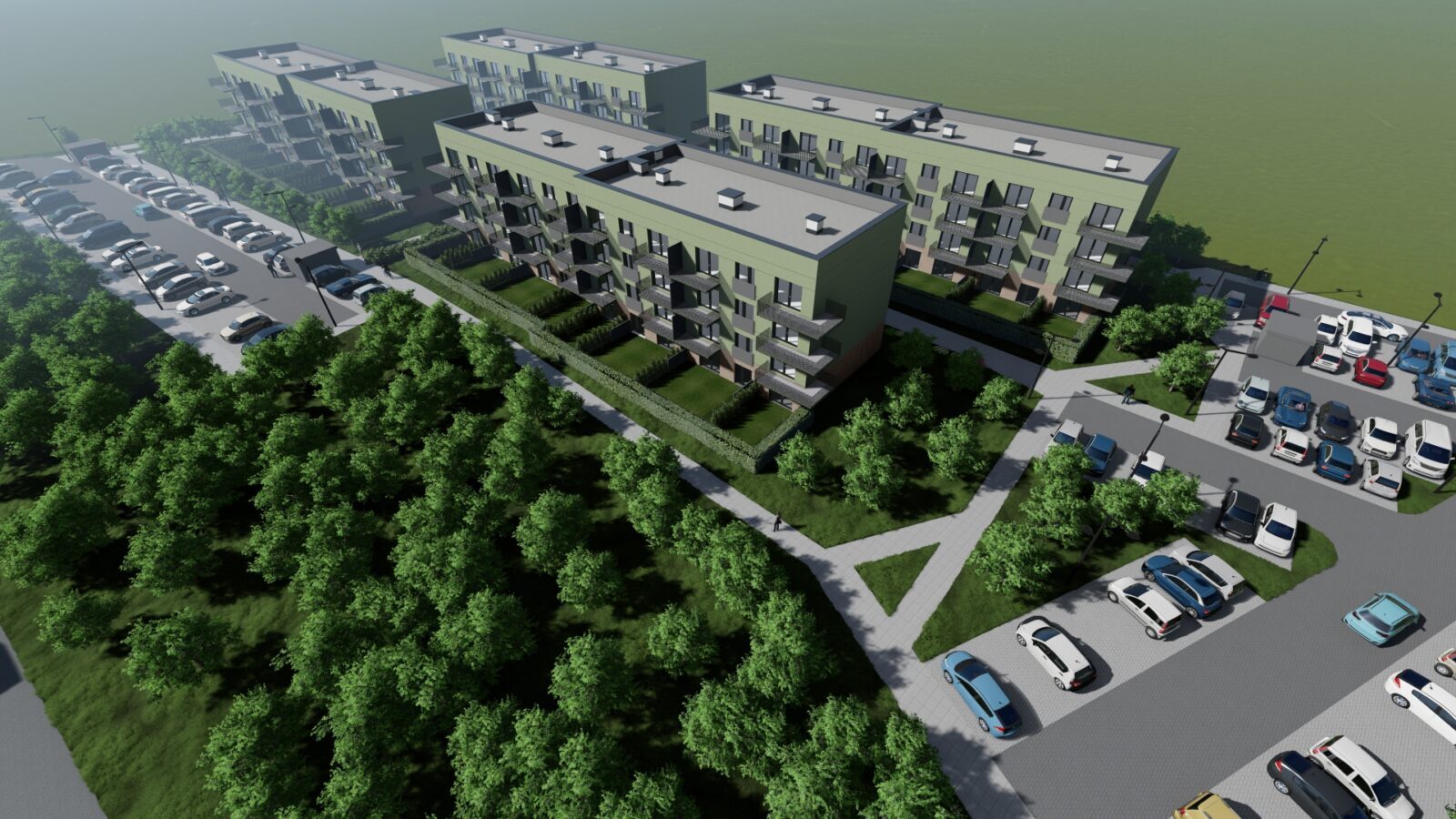 Dabrowa Górnicza-Gołonóg-Podlesie. Wizualizacja planowanego osiedla. Wrzesień 2025.