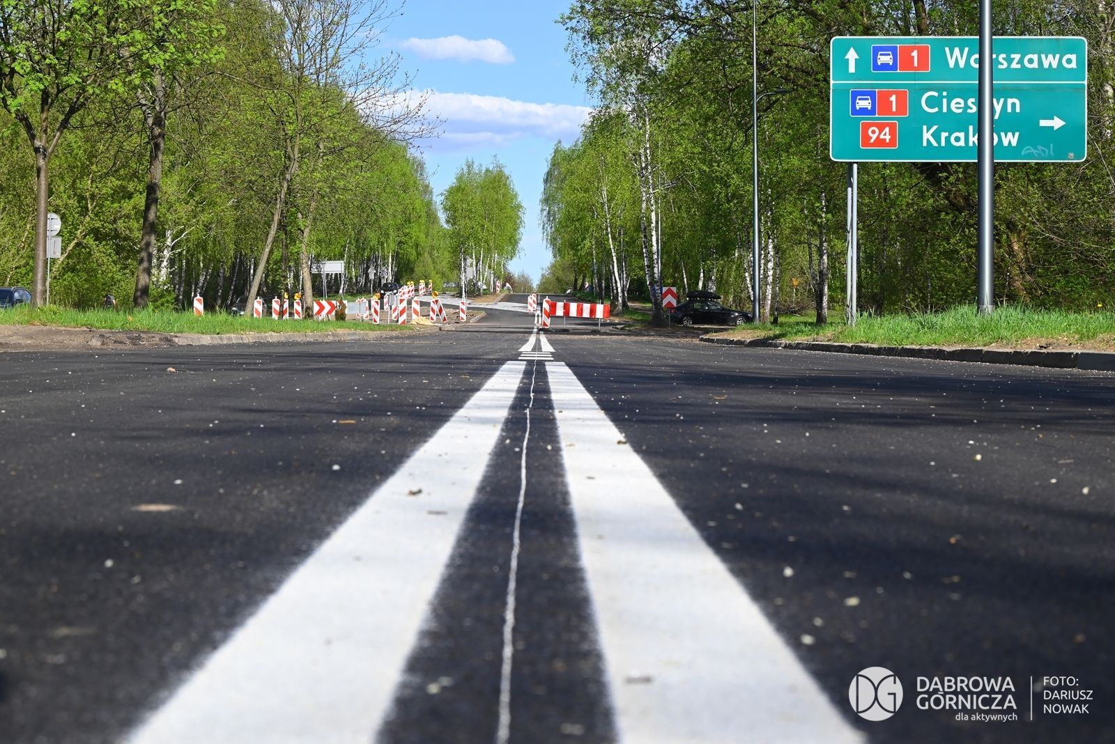 Dąbrowa Górnicza. Ul. Podlesie pod koniec remontu. 20 kwietnia 2025.