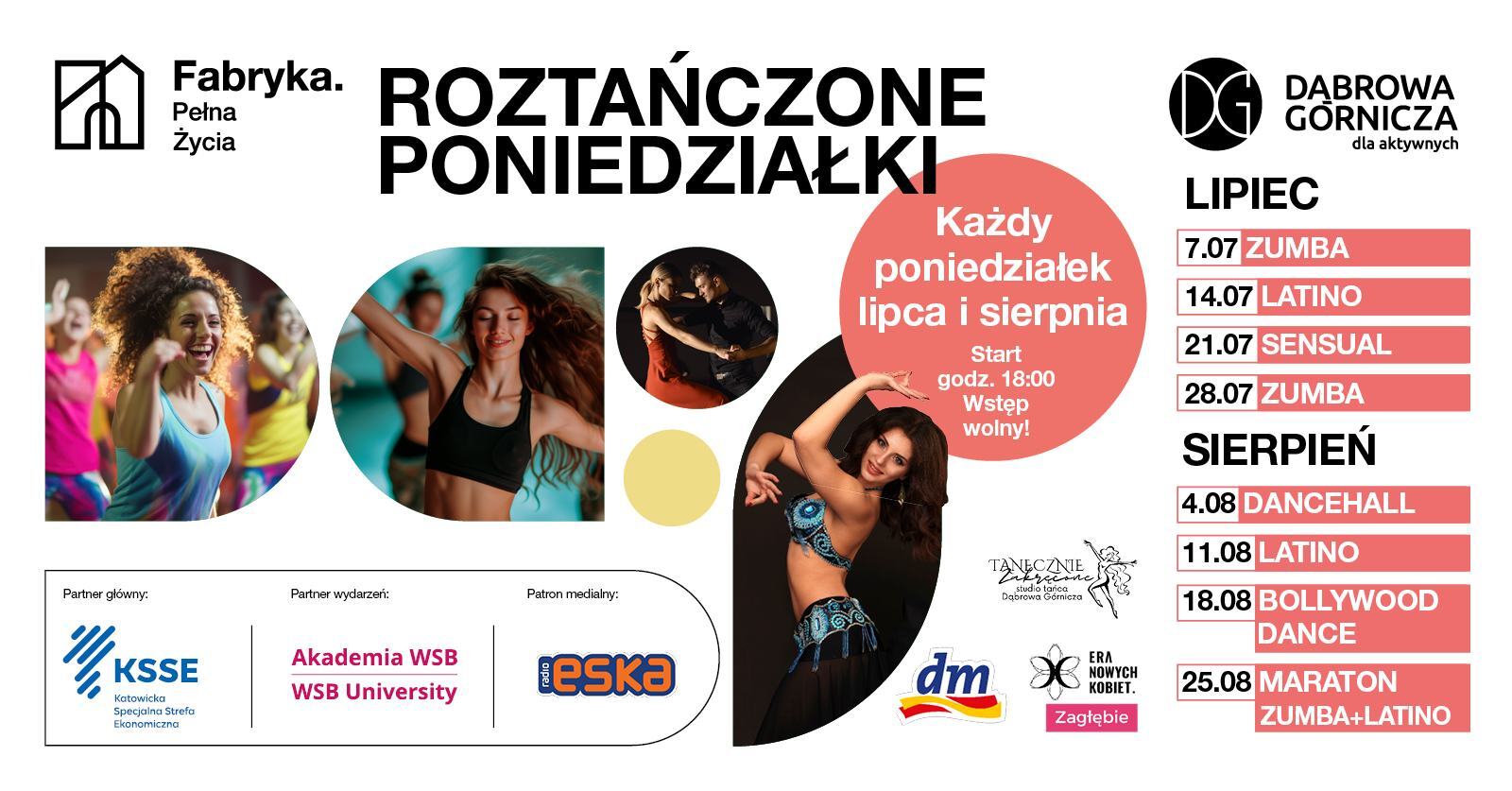 Roztańczone lato w Dąbrowie Górniczej. Plakat. Lato 2025.