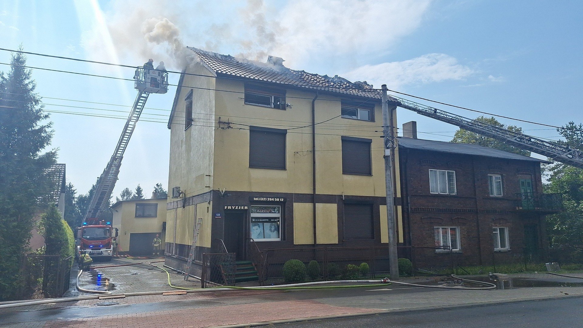Dąbrowa Górnicza-Strzemieszyce Wielkie. Pożar przy ul. Oddziału AK Ordona. 8 września 2025.