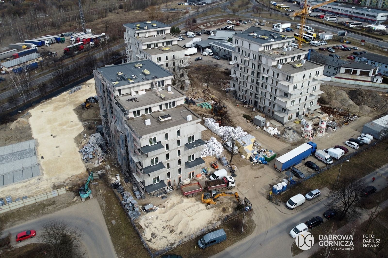 Dąbrowa Górnicza. Budowa bloków TBS przy ulicy Eugeniusza Kwiatkowskiego. 10 marca 2025.