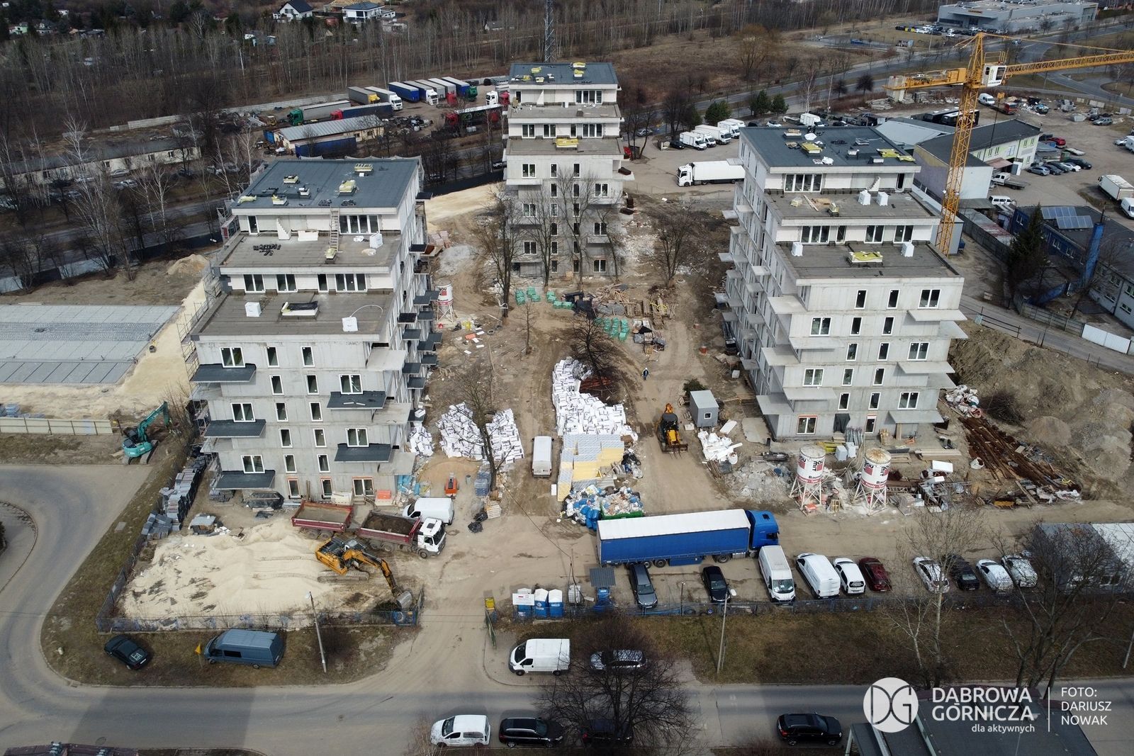 Dąbrowa Górnicza. Budowa bloków TBS przy ulicy Eugeniusza Kwiatkowskiego. 10 marca 2025.