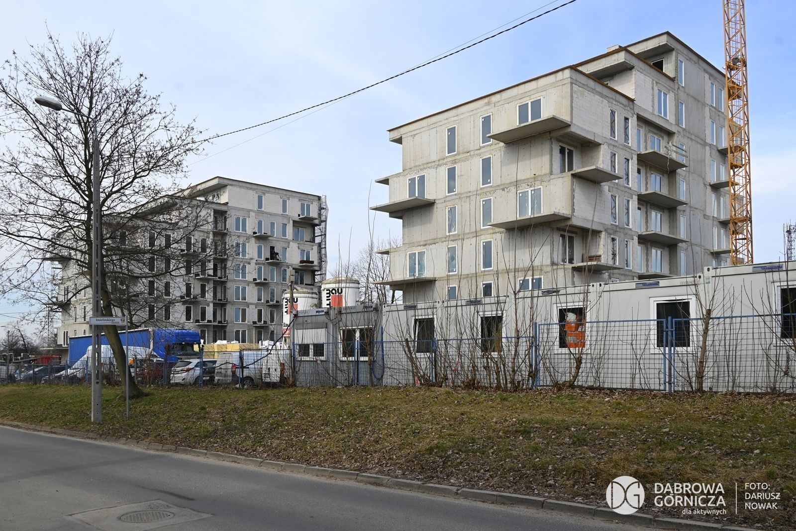 Dąbrowa Górnicza. Budowa bloków TBS przy ulicy Eugeniusza Kwiatkowskiego. 10 marca 2025.