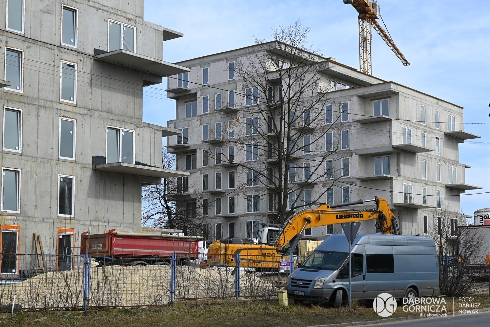 Dąbrowa Górnicza. Budowa bloków TBS przy ulicy Eugeniusza Kwiatkowskiego. 10 marca 2025.