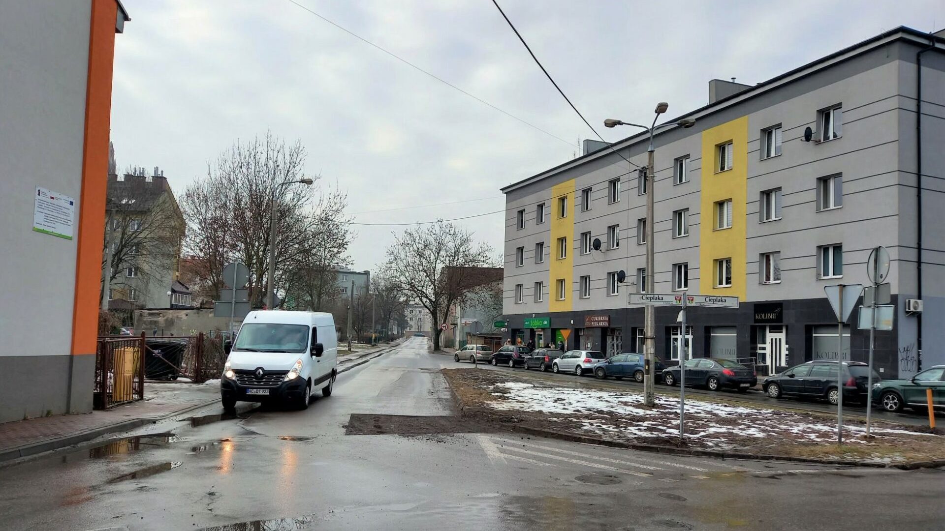 Dąbrowa Górnicza. Skrzyżowanie ulic Grzegorza Augustynika i Zygmunta Cieplaka. Styczeń 2026