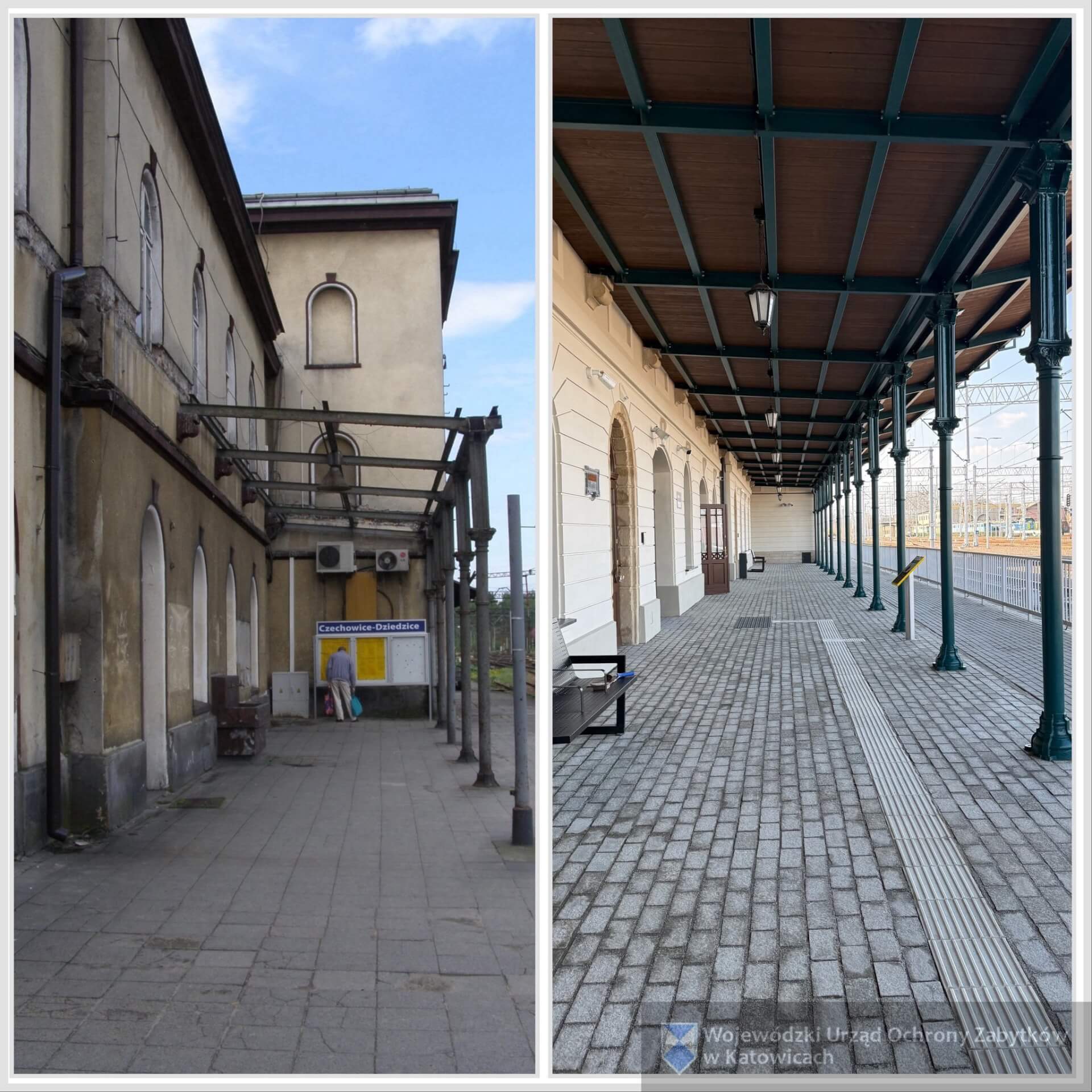 Wiata peronowa przed i po