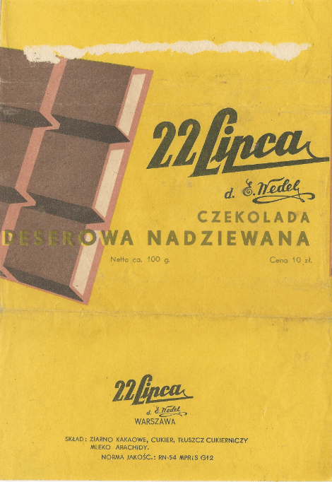 Opakowanie z czekolady deserowej, nadziewanej produkcji Zakładów Przemysłu Cukierniczego „22 Lipca” (dawniej: „E. Wedel”)